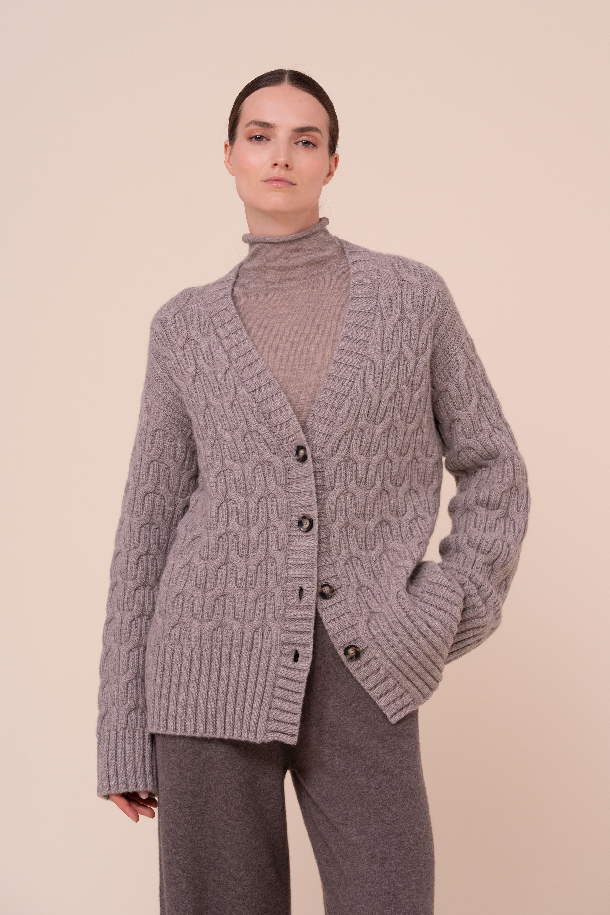 Maddi cardigan in cashmere a trecce - ROPEMELANGE