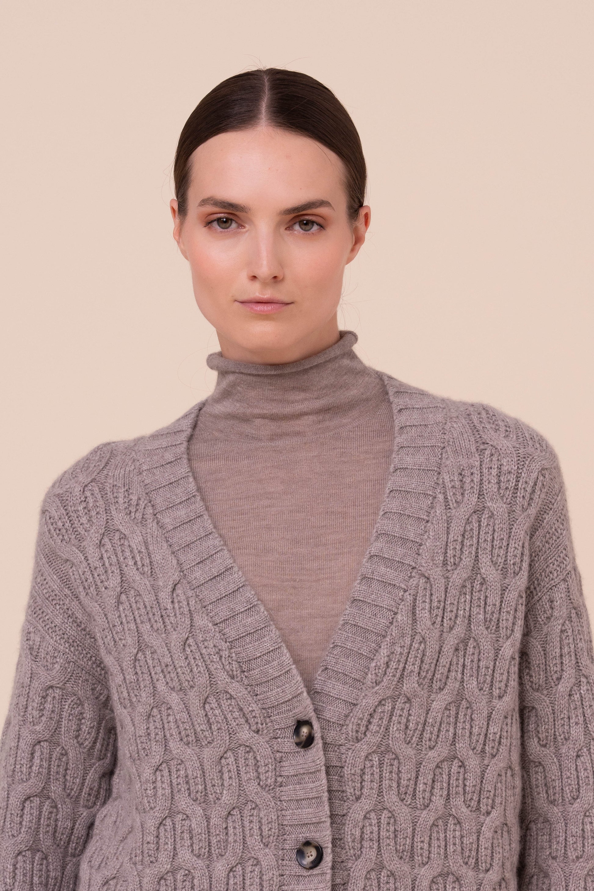 Maddi cardigan in cashmere a trecce - ROPEMELANGE
