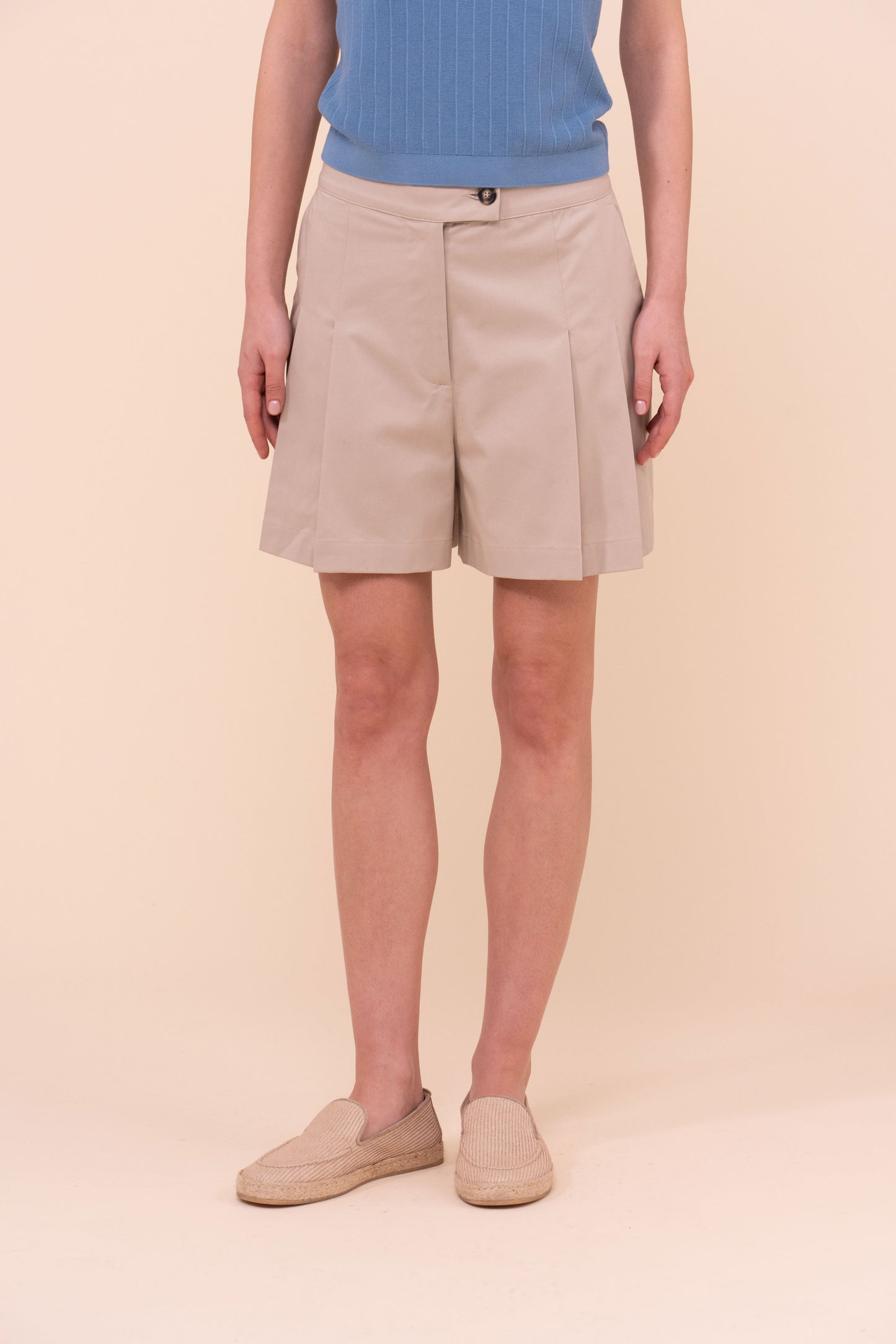 Egon shorts sartoriali in cotone gabardine - ALMOND