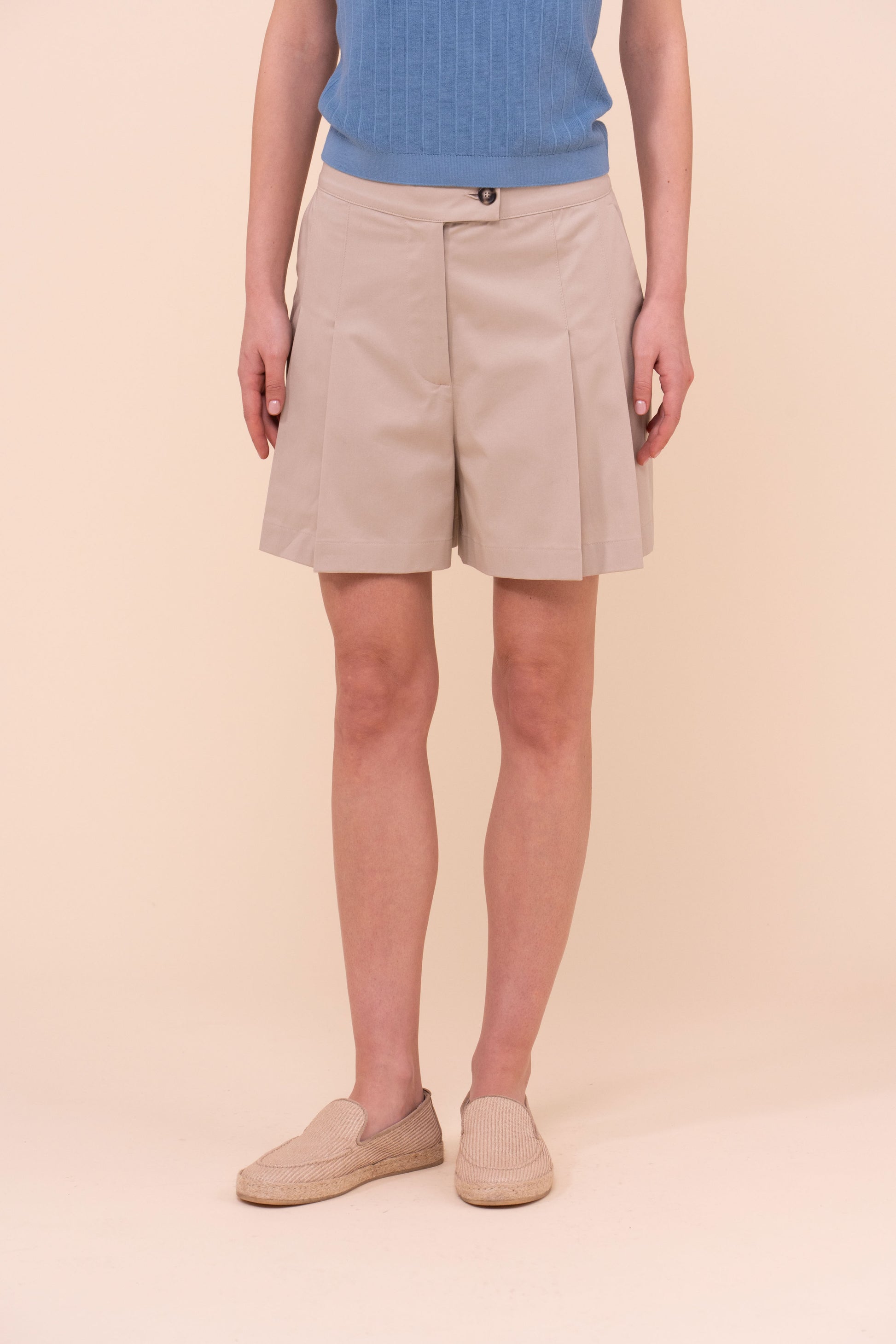 Egon shorts sartoriali in cotone gabardine - ALMOND