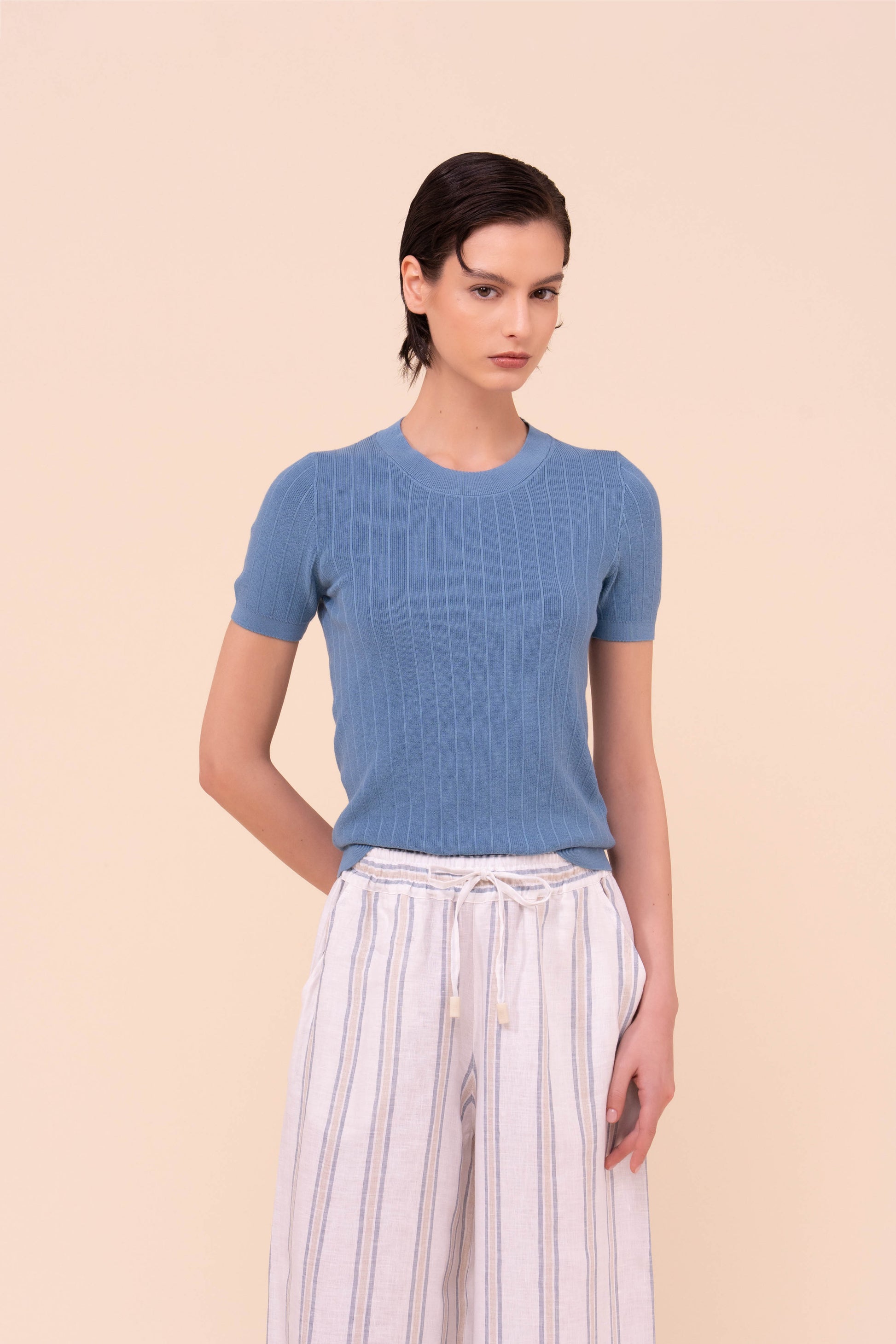 Tate T-shirt in maglia di cotone - LINEN