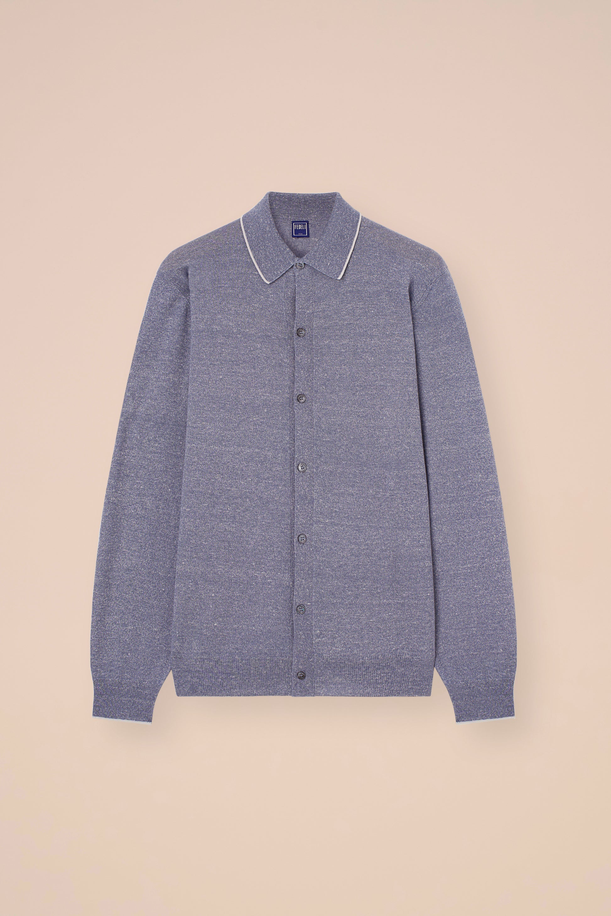 Cashmere and Linen Knit Shirt - BLUEWAVE