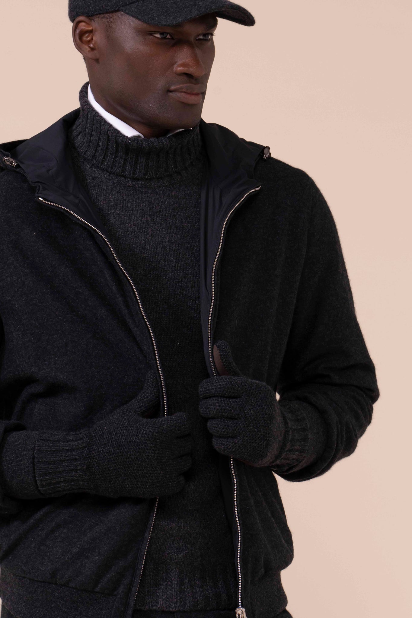 Aspen Cashmere and Suede Gloves - ANTHRACITEMELANGE