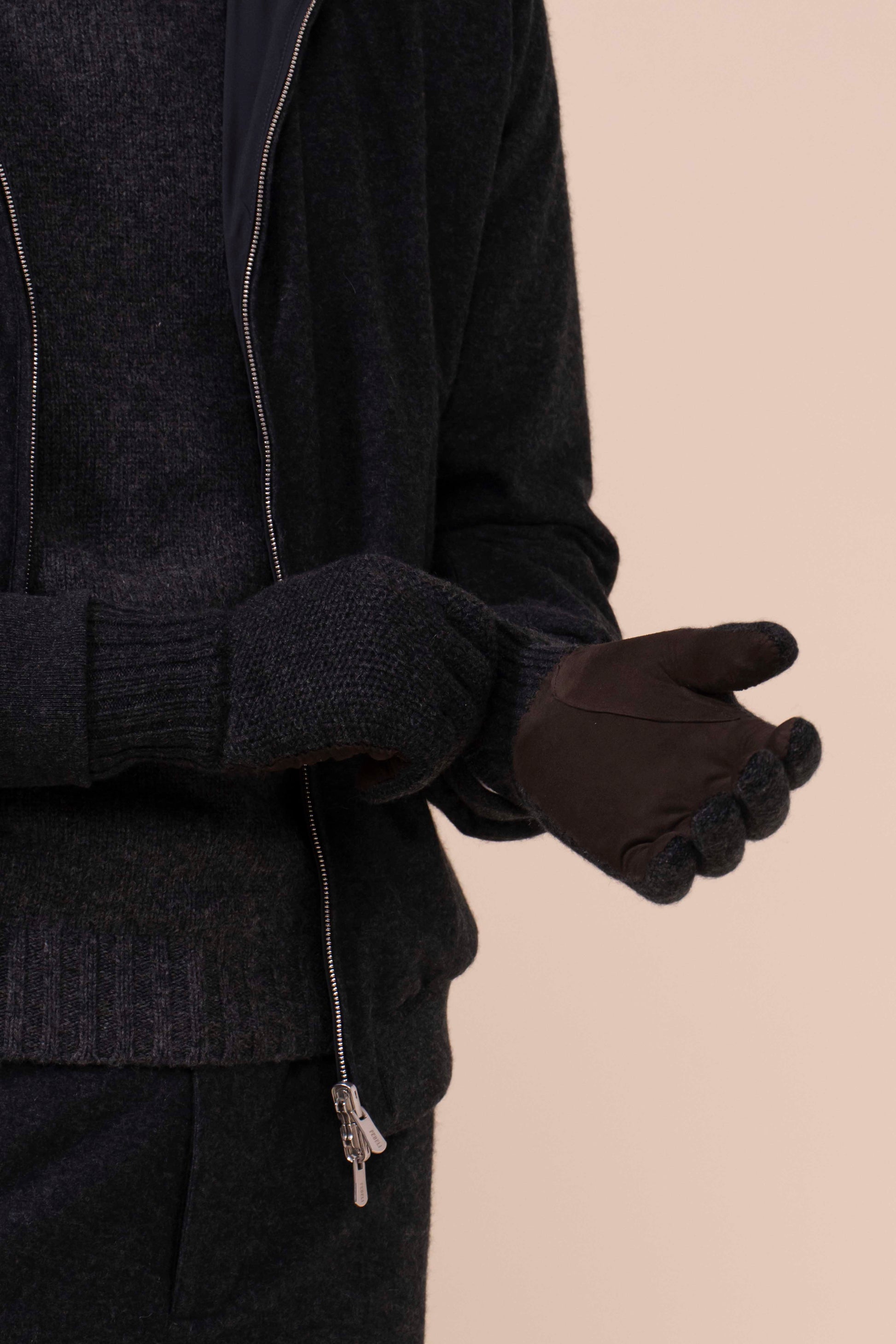 Aspen Cashmere and Suede Gloves - ANTHRACITEMELANGE