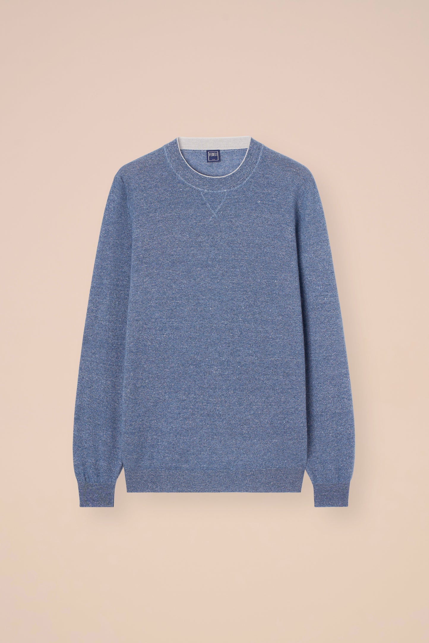 David Cashmere and Linen Sweater - Bicolor - SKYBLUE