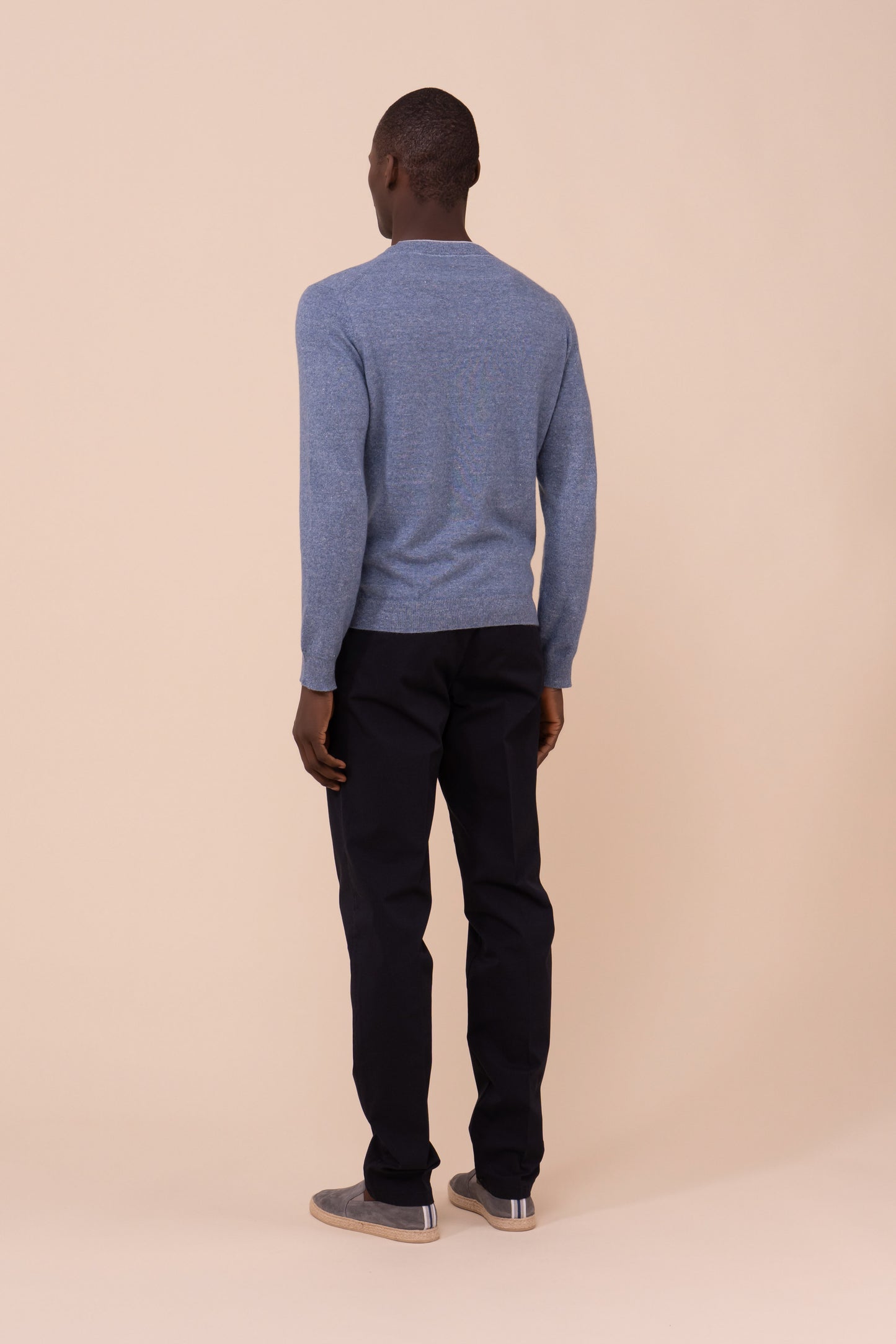 David Cashmere and Linen Sweater - Bicolor - SKYBLUE
