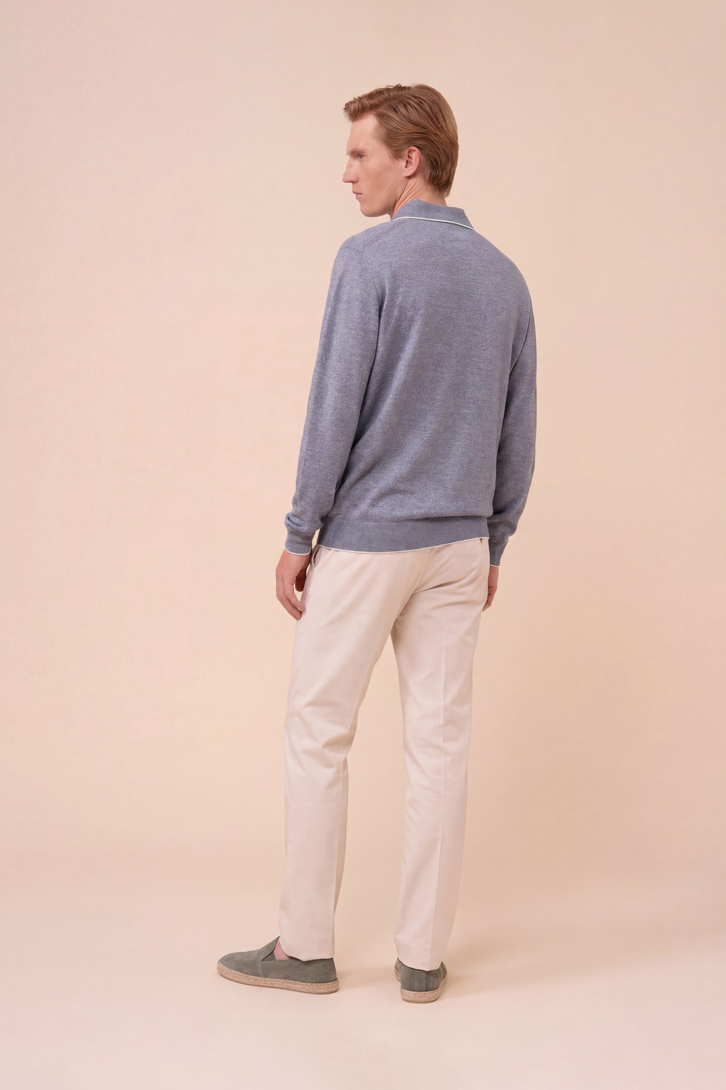 Cashmere and Linen Knit Shirt - BLUEWAVE