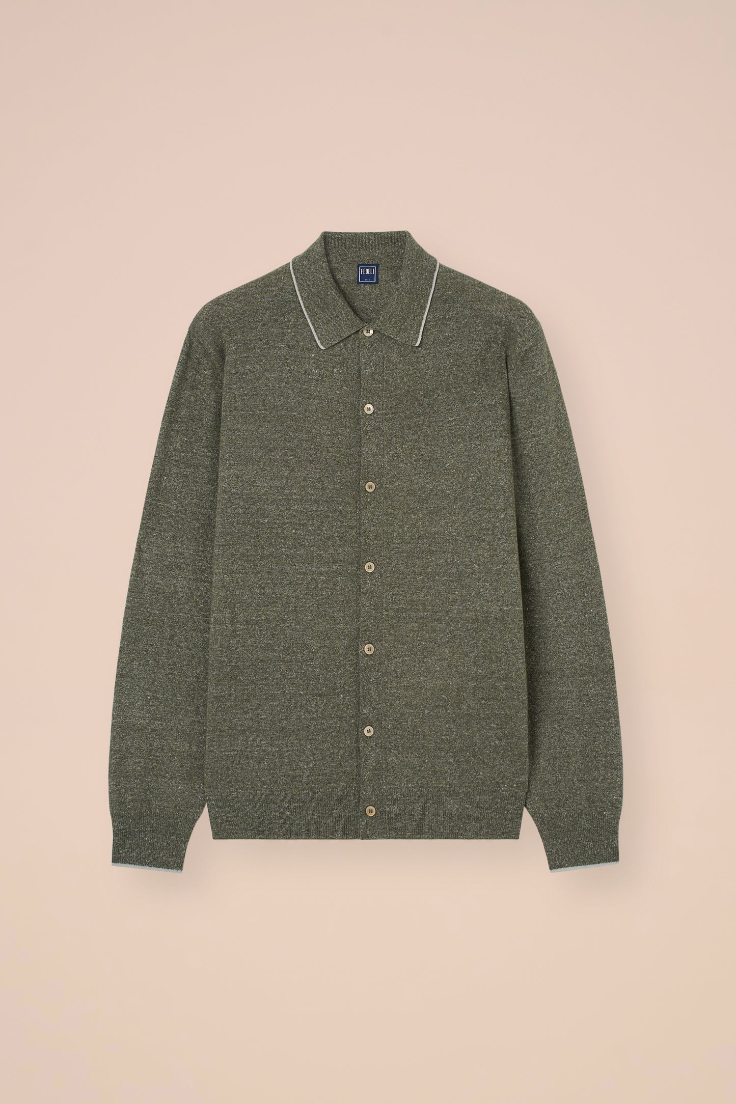 Cashmere and Linen Knit Shirt - BLUEWAVE