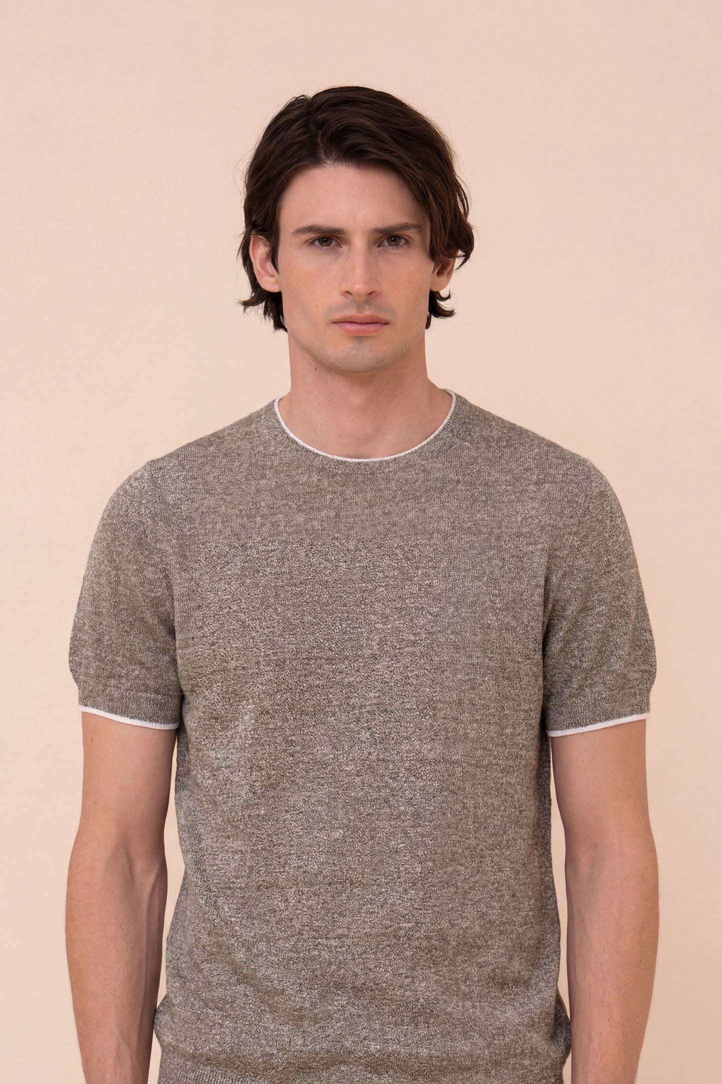 Argentina Irlanda Cotton and Linen Mélange Crewneck - OLIVEGREENMELANGE