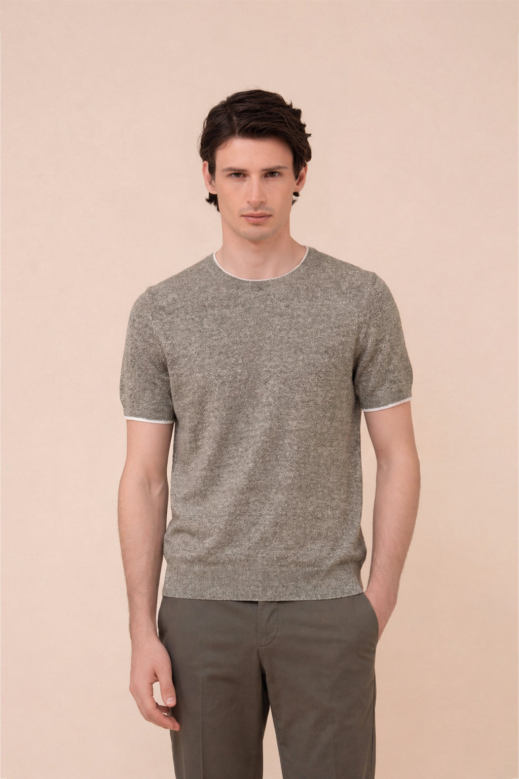 Argentina Irlanda Cotton and Linen Mélange Crewneck - OLIVEGREENMELANGE