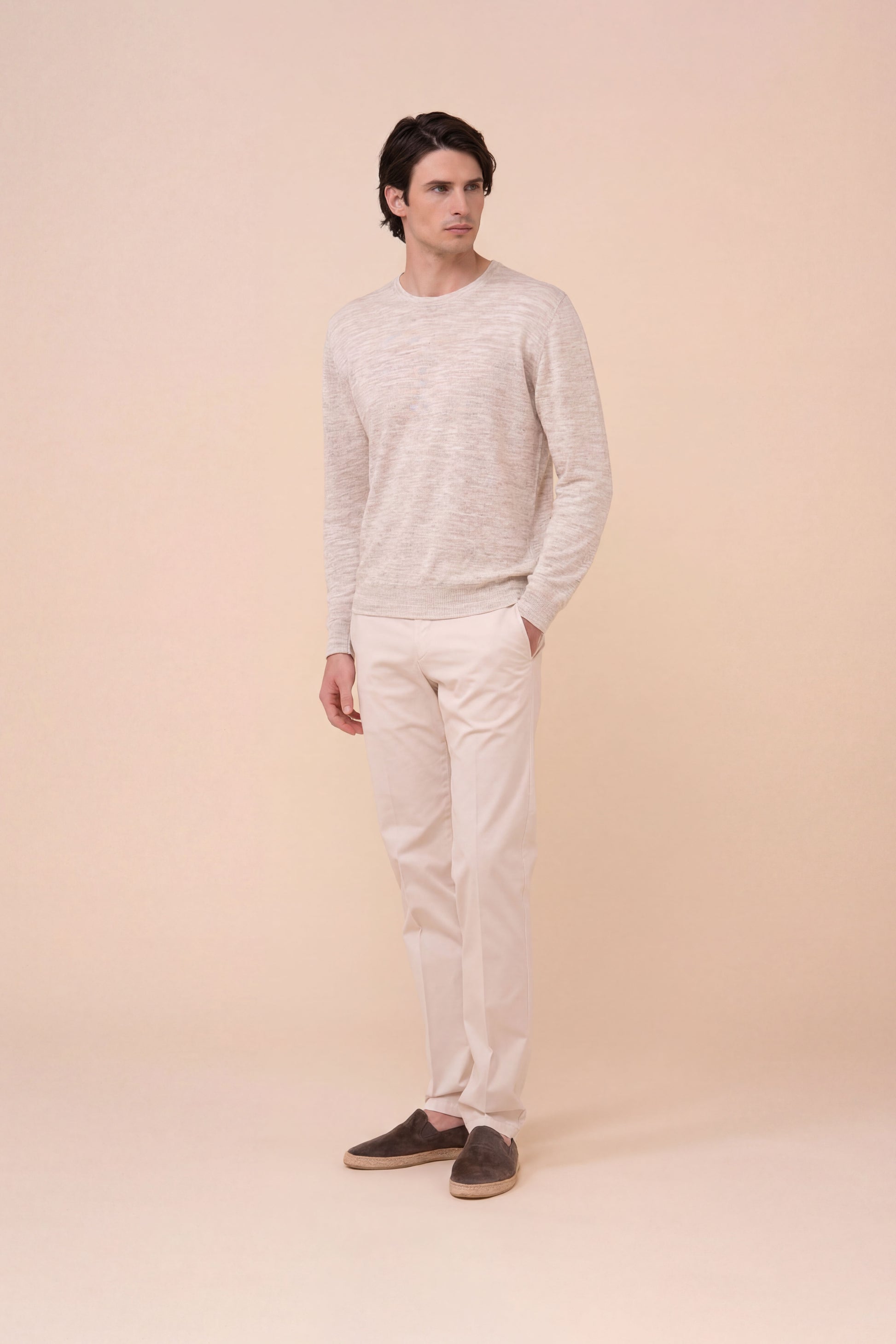 Argentina Bretone Linen and Silk Crewneck - ICE