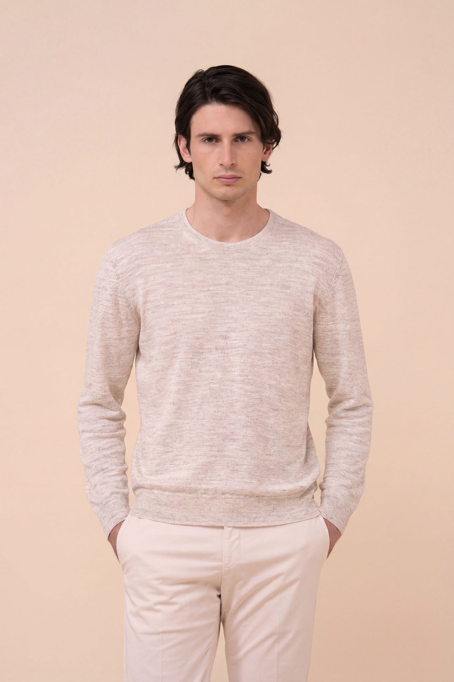 Argentina Bretone Linen and Silk Crewneck - ICE