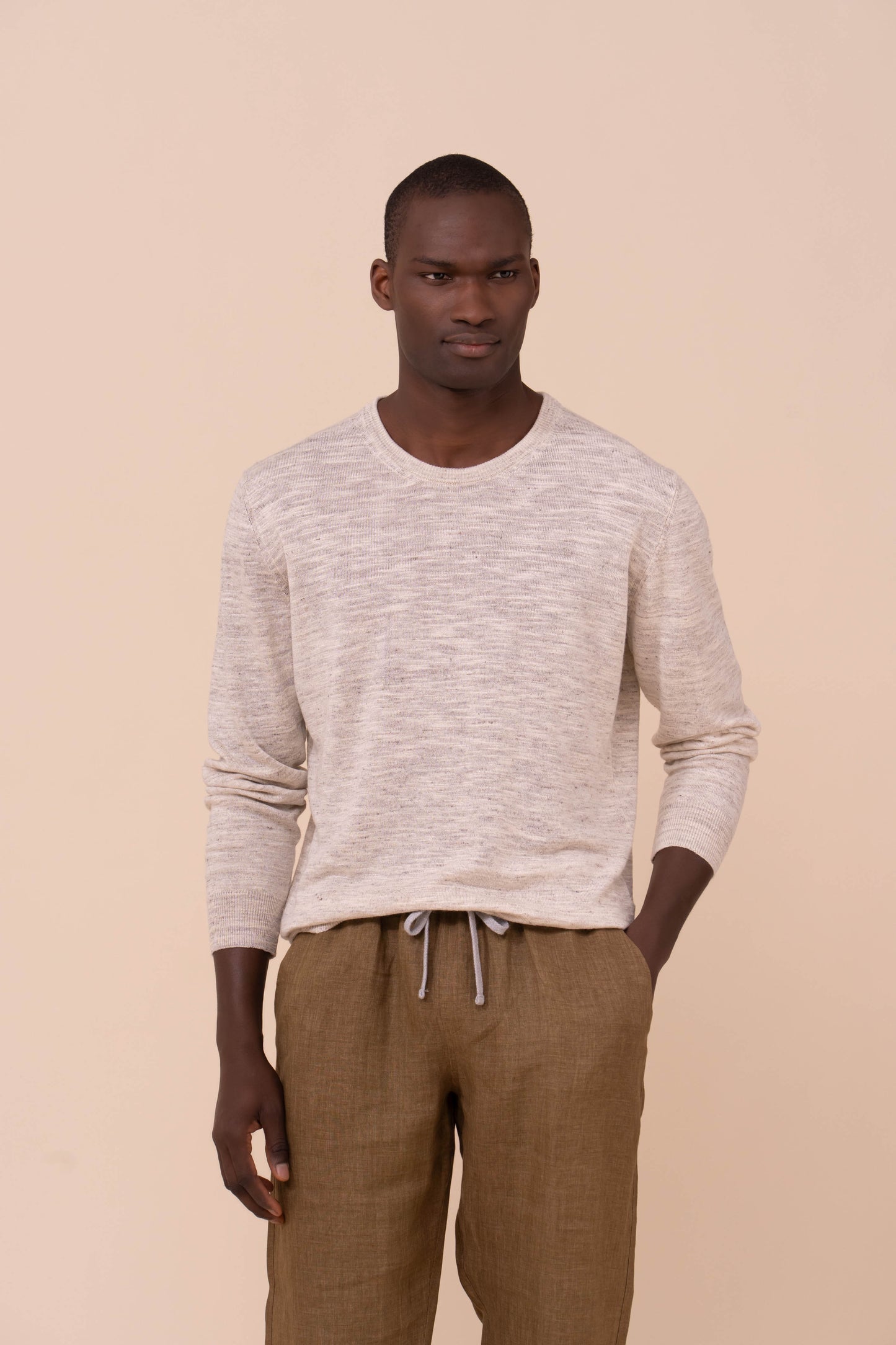 Argentina Bretone Linen and Silk Crewneck - ICE