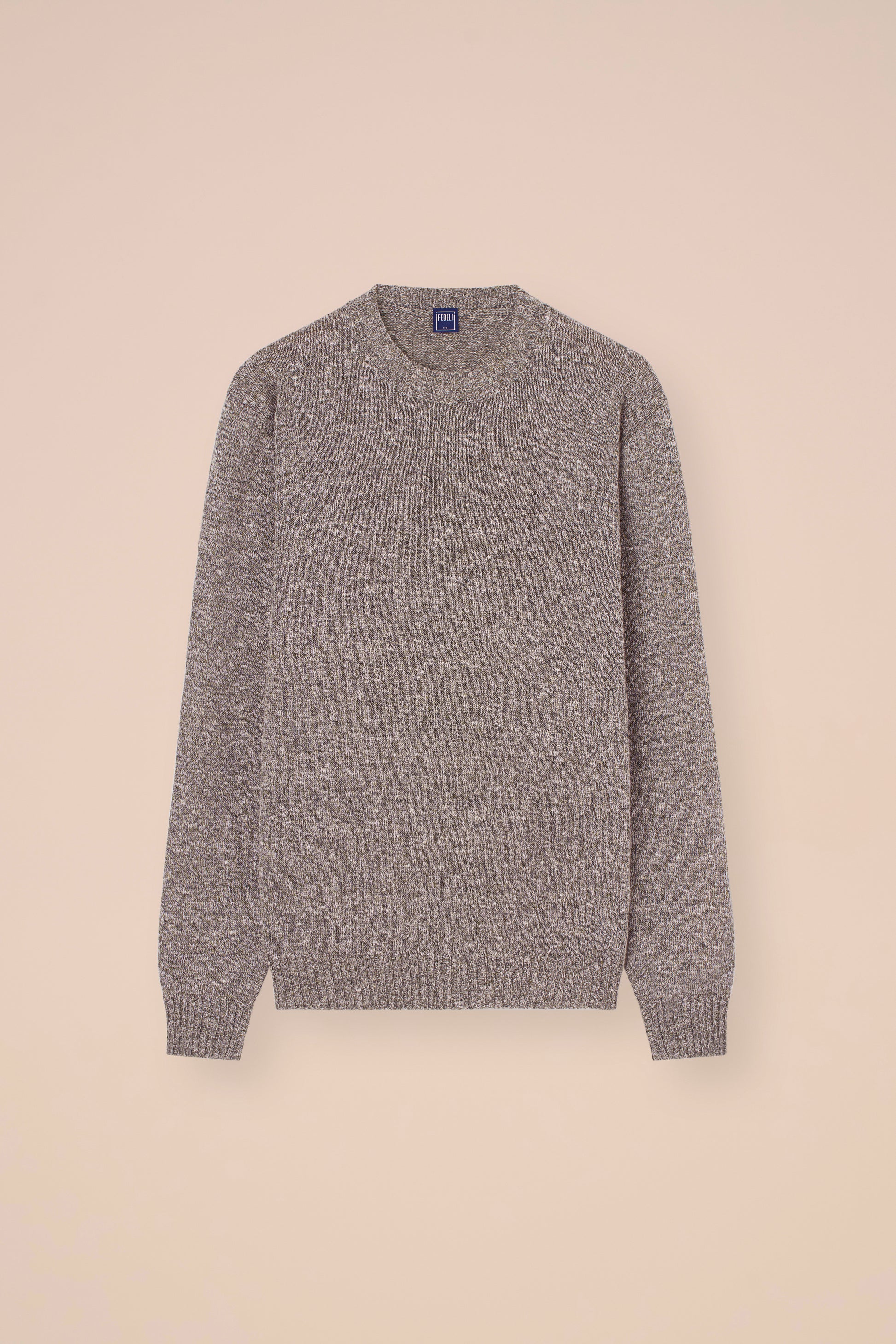 Argentina Linen Cotton and Silk Crewneck - OLIVEGREENMELANGE