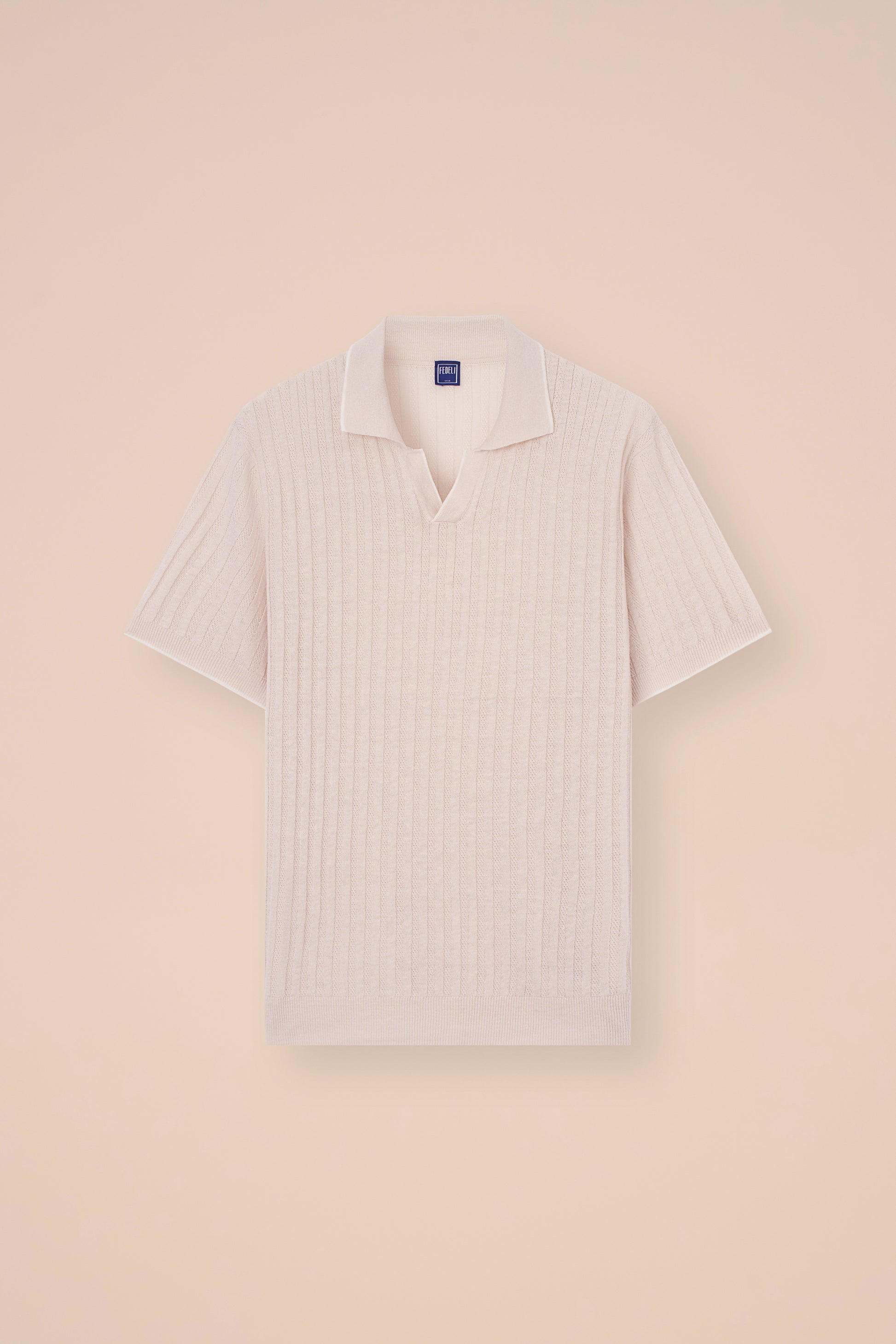 Soul Cotton and Linen Ribbed V-Neck Polo - OLIVEGREENMELANGE