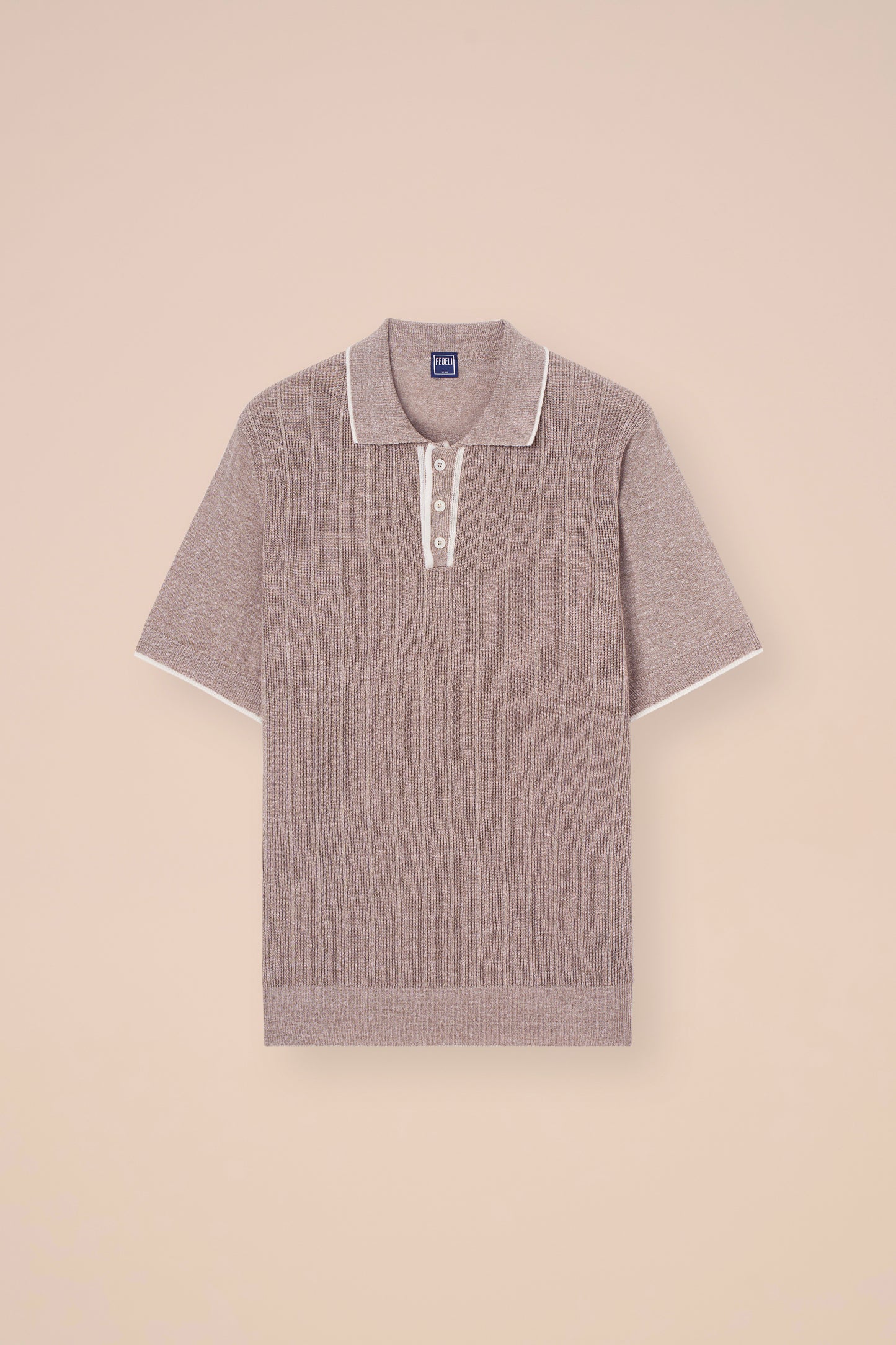 Dodo Cotton and Linen Ribbed Polo - GREIGE