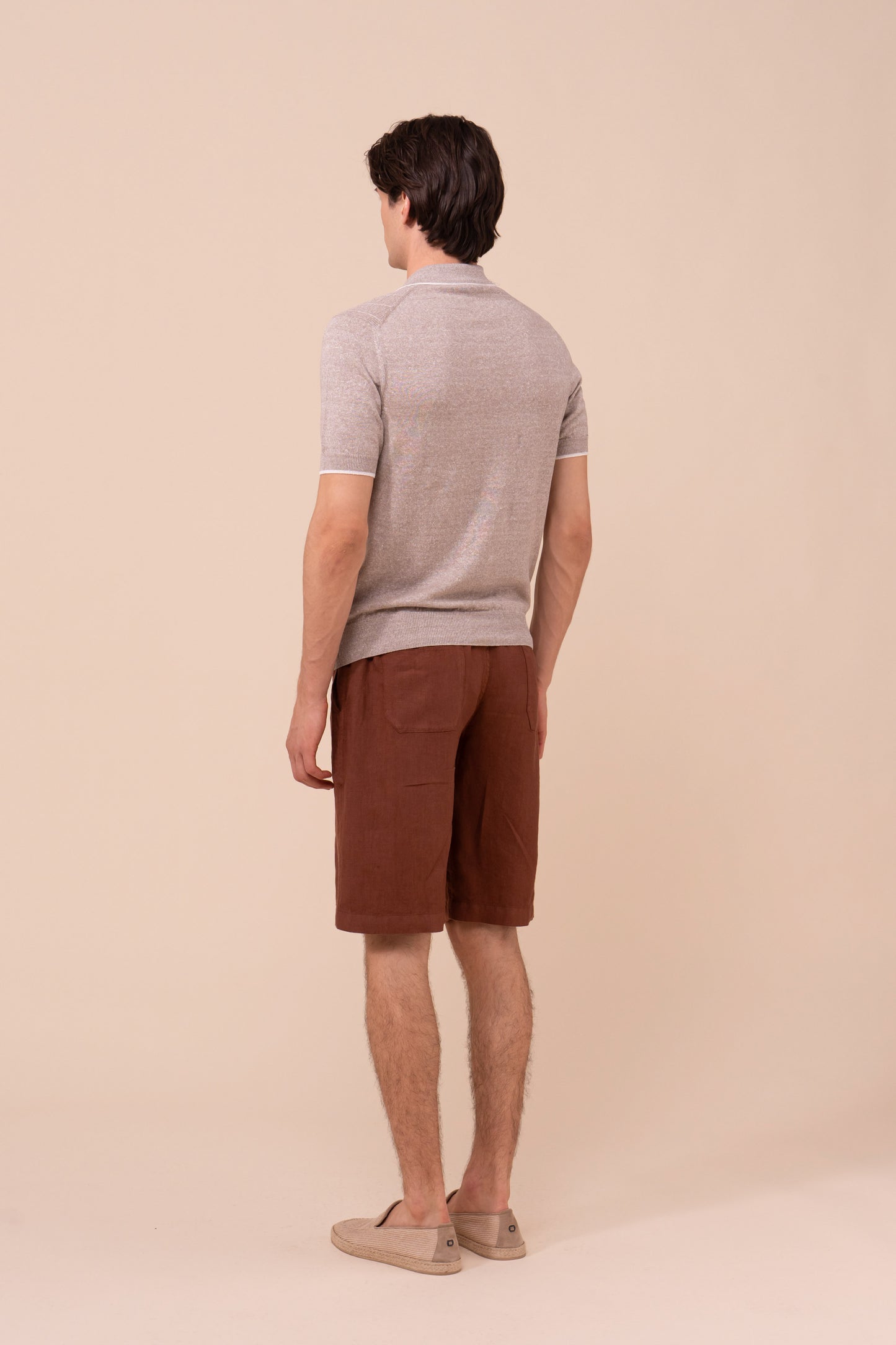 Dodo Cotton and Linen Ribbed Polo - CADETBLUE