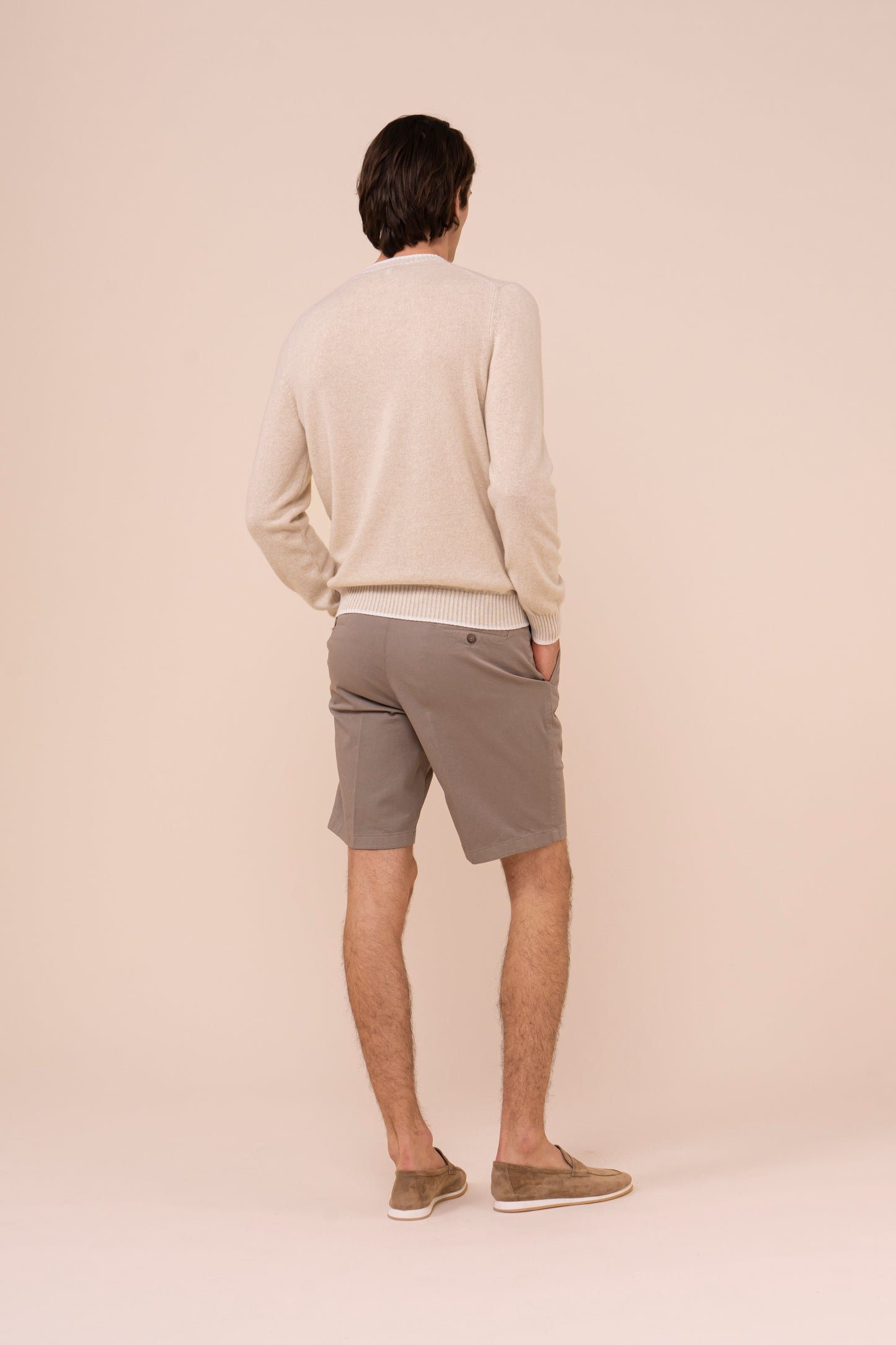 Argentina Van maglia girocollo in cashmere spring - Bicolore - CREAM