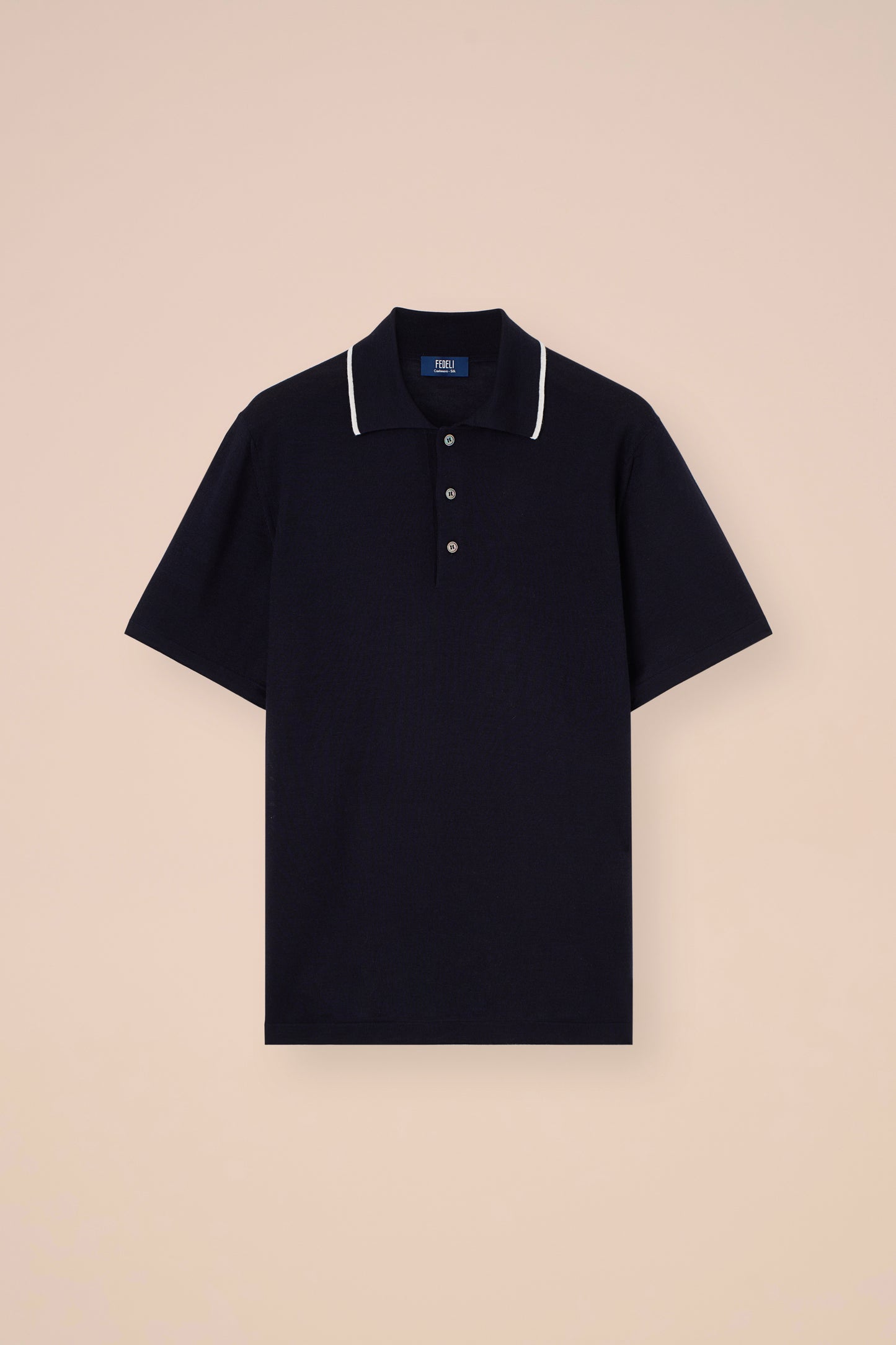 Successo Cashmere and Silk Knit Polo - MIDNIGHTBLUE