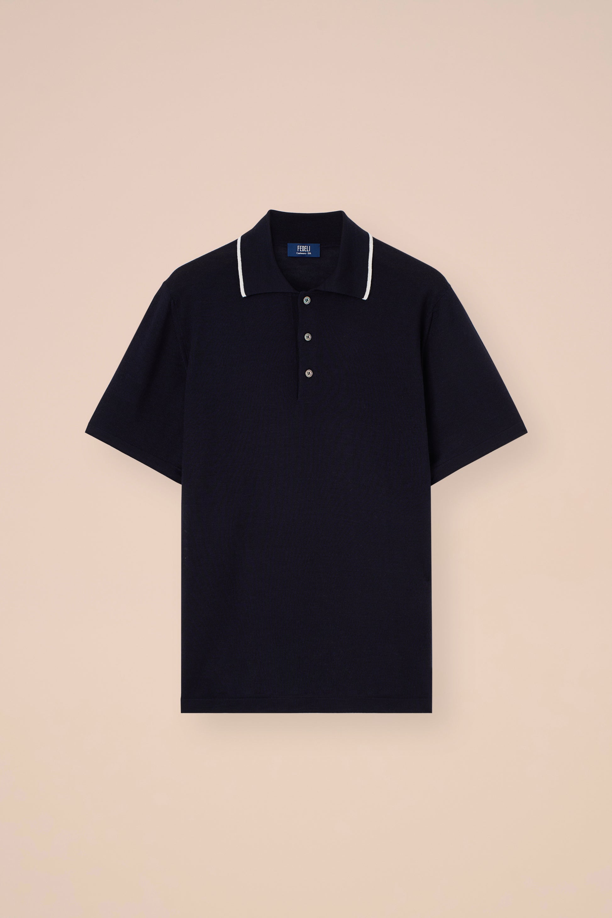 Successo Cashmere and Silk Knit Polo - MIDNIGHTBLUE