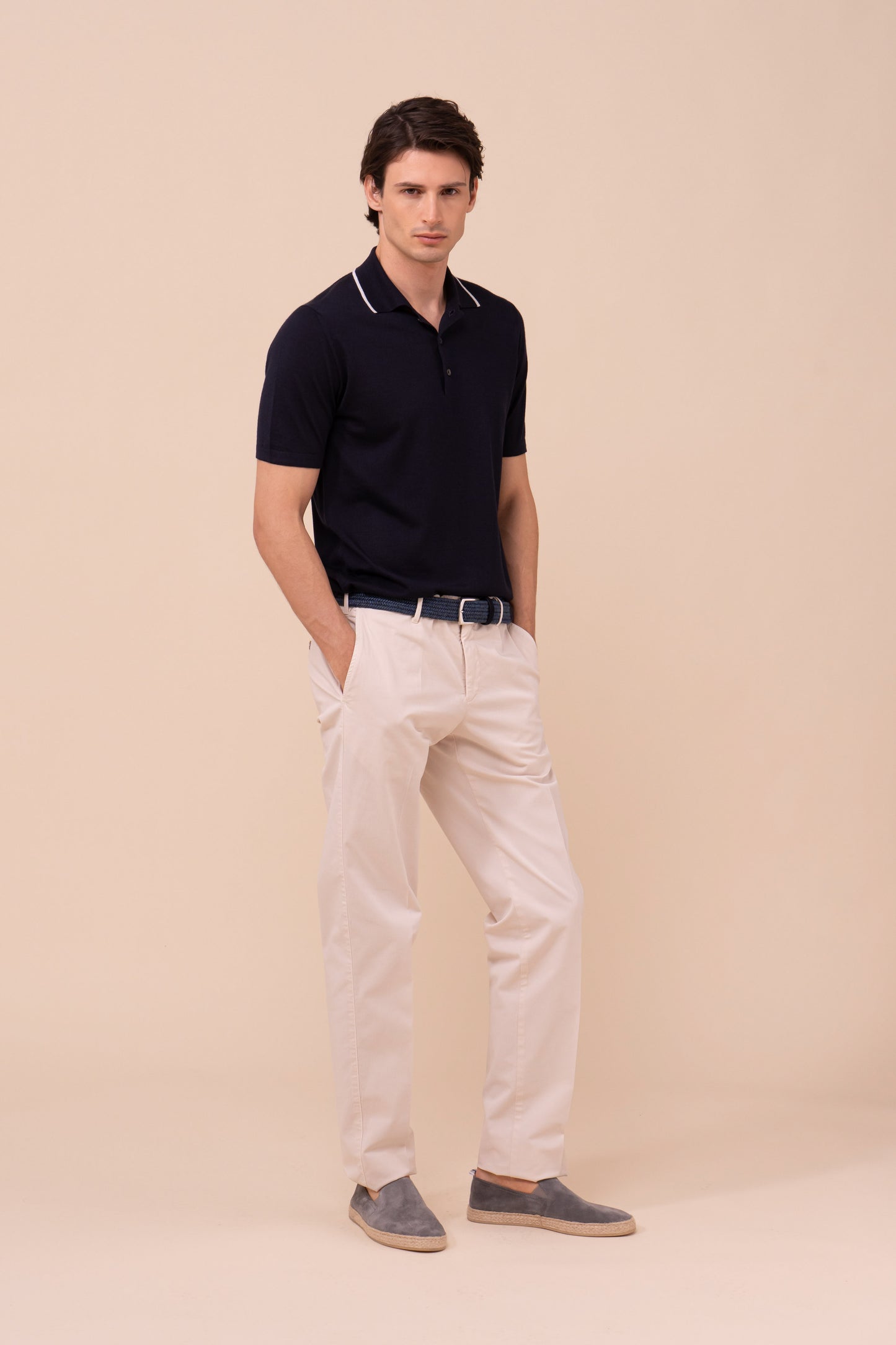 Successo Cashmere and Silk Knit Polo - MIDNIGHTBLUE
