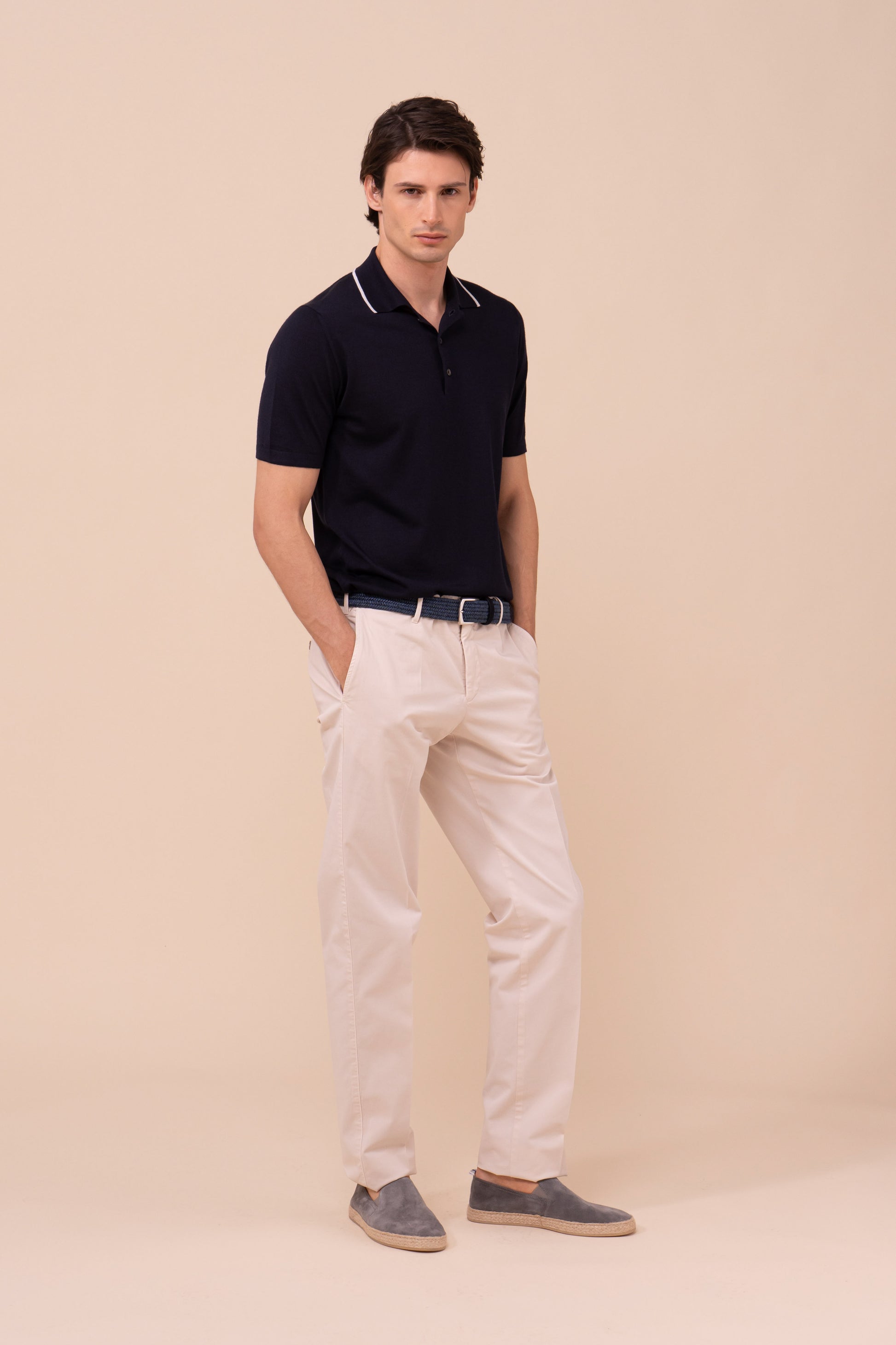 Successo Cashmere and Silk Knit Polo - MIDNIGHTBLUE