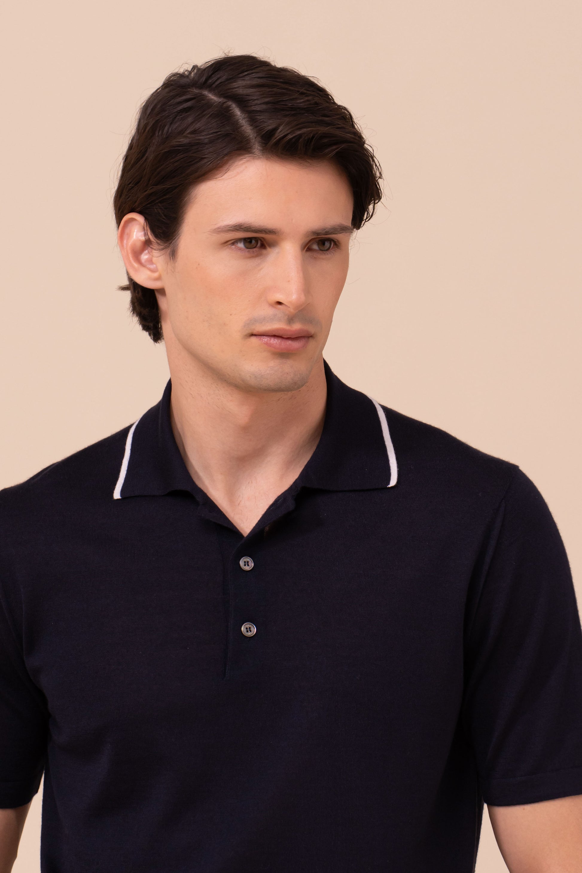 Successo Cashmere and Silk Knit Polo - MIDNIGHTBLUE