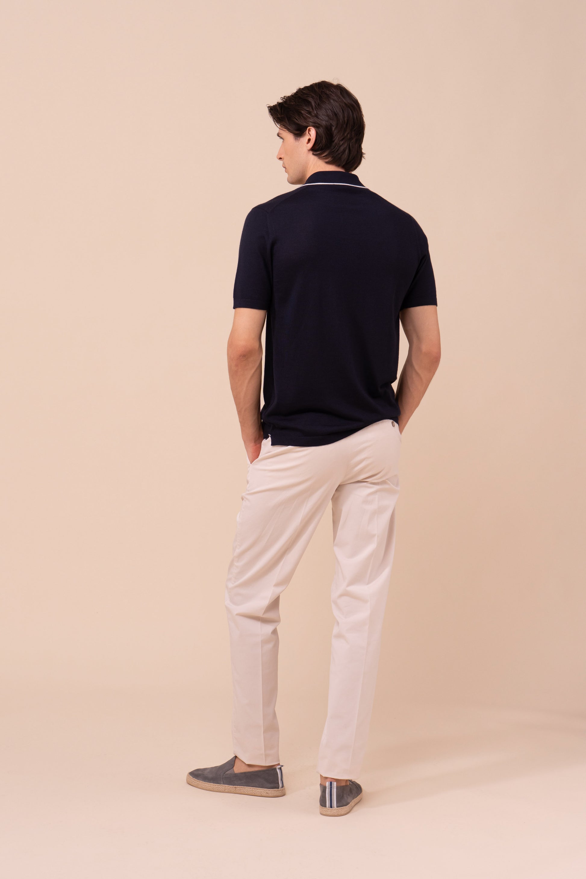 Successo Cashmere and Silk Knit Polo - MIDNIGHTBLUE