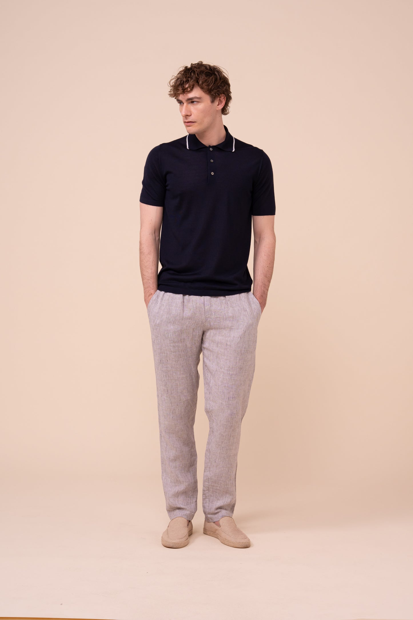 Successo Cashmere and Silk Knit Polo - MIDNIGHTBLUE