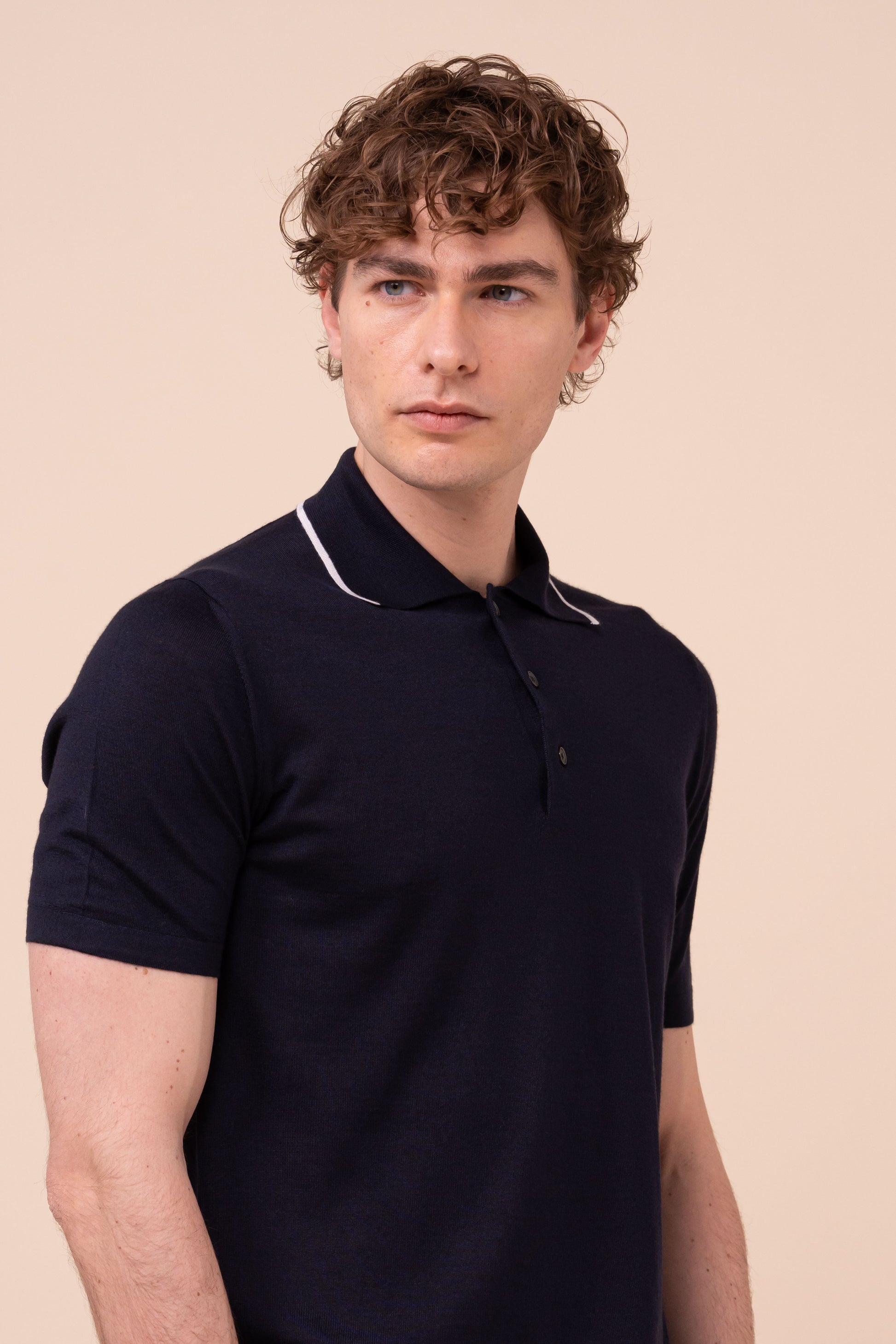 Successo Cashmere and Silk Knit Polo - MIDNIGHTBLUE