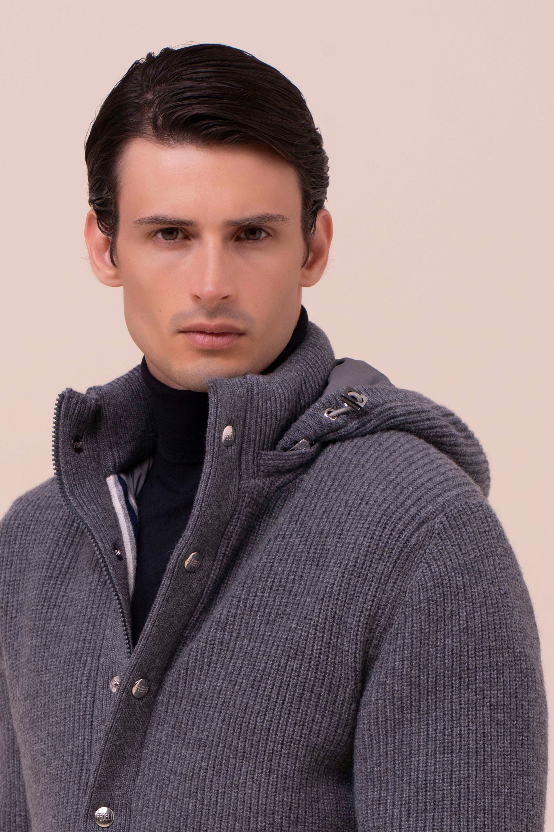 Cortina Cashmere Knit Bomber - STONEMELANGE