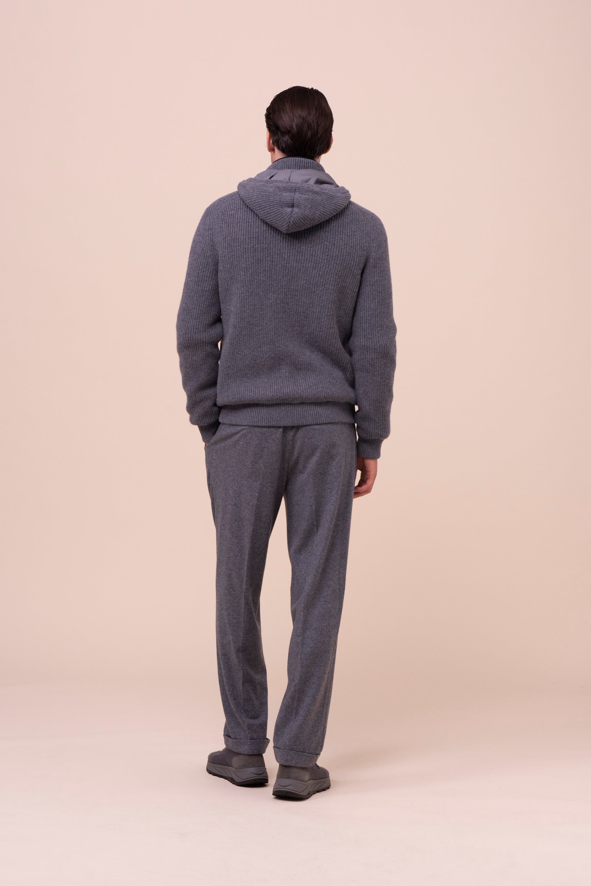 Cortina Cashmere Knit Bomber - STONEMELANGE