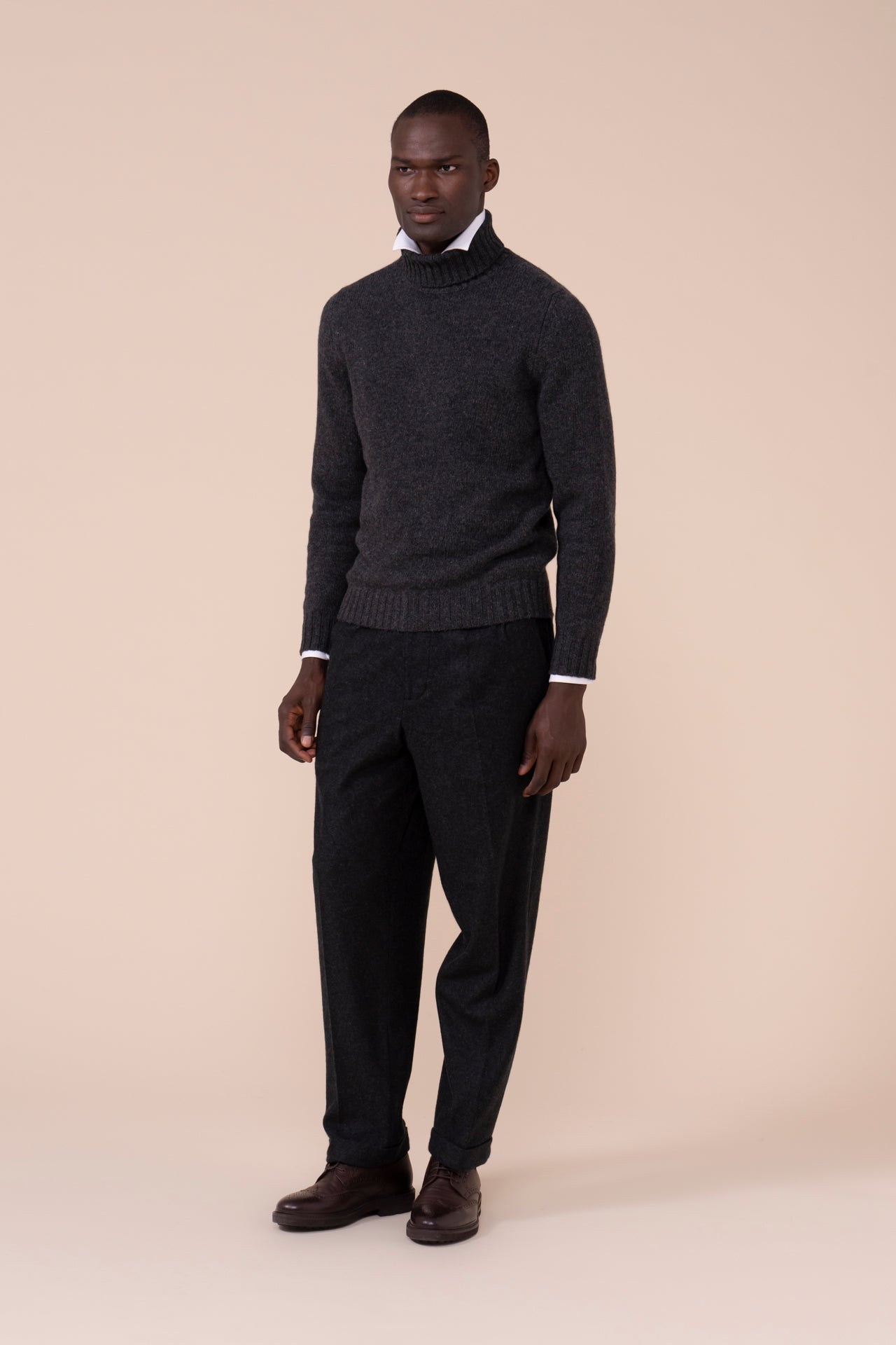 Oslo Wool and Cashmere Turtleneck - ANTHRACITE