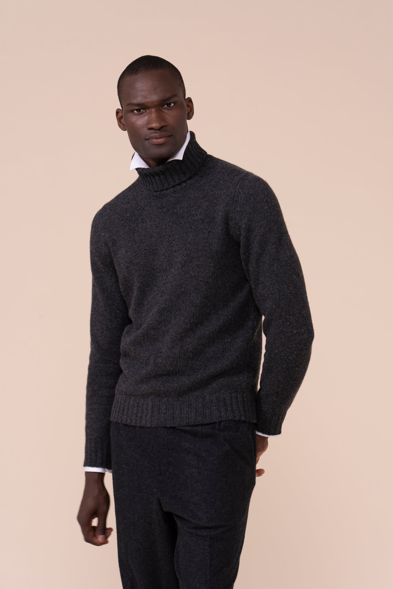 Oslo Wool and Cashmere Turtleneck - ANTHRACITE