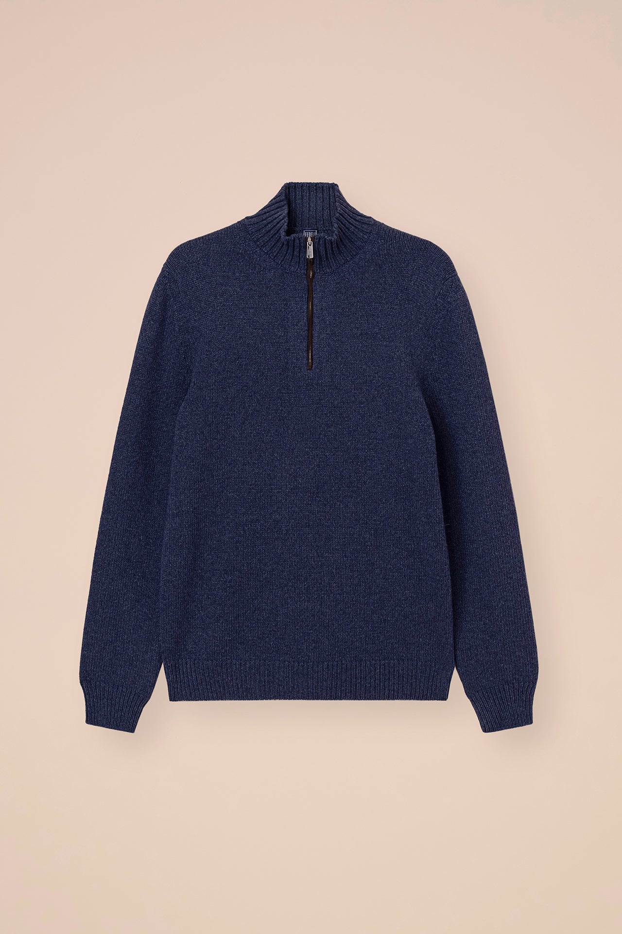 Eco twist maglia a mezza zip in cashmere con dettagli in suede - DENIM