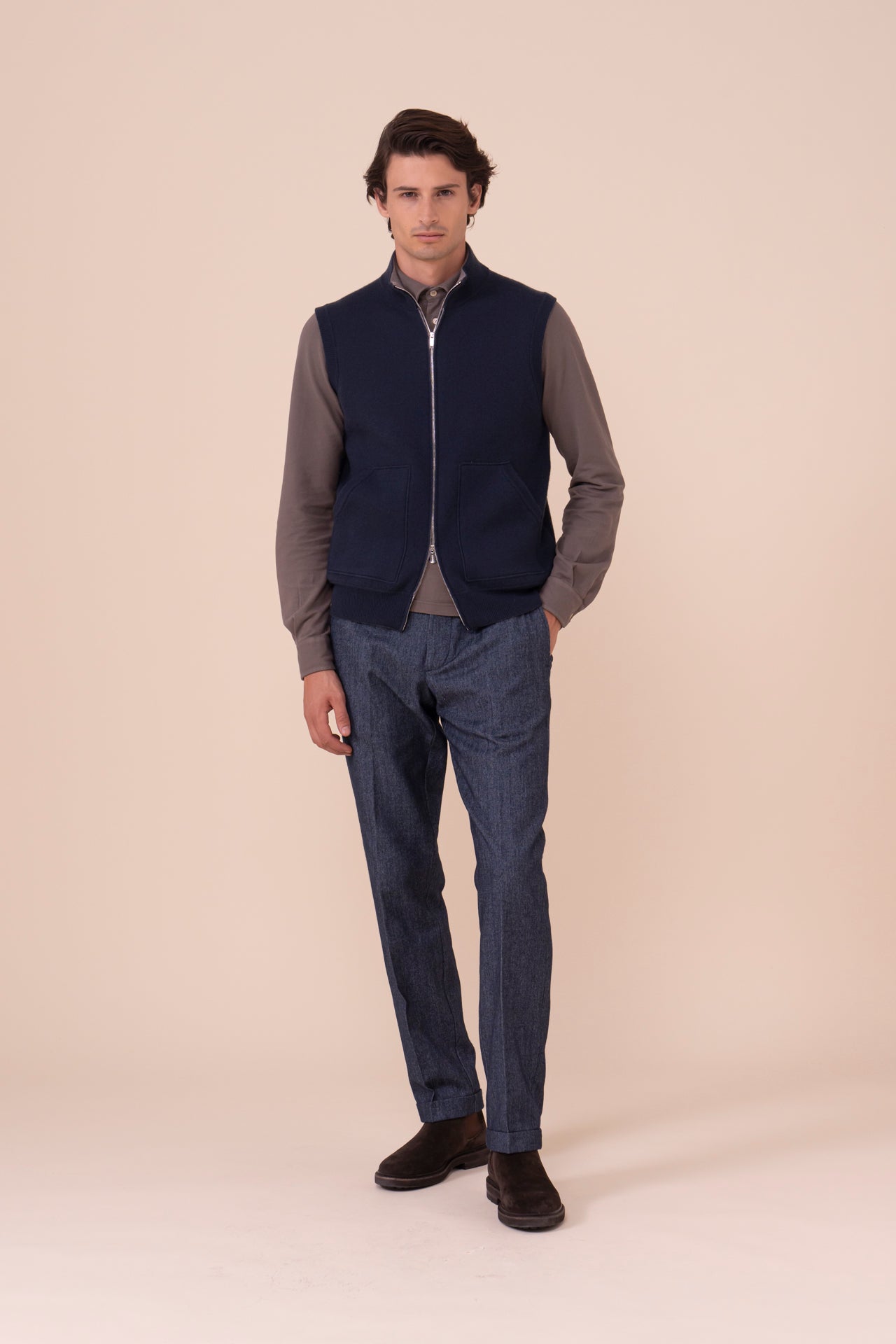 Stan Cashmere Sleveless Vest - STORM