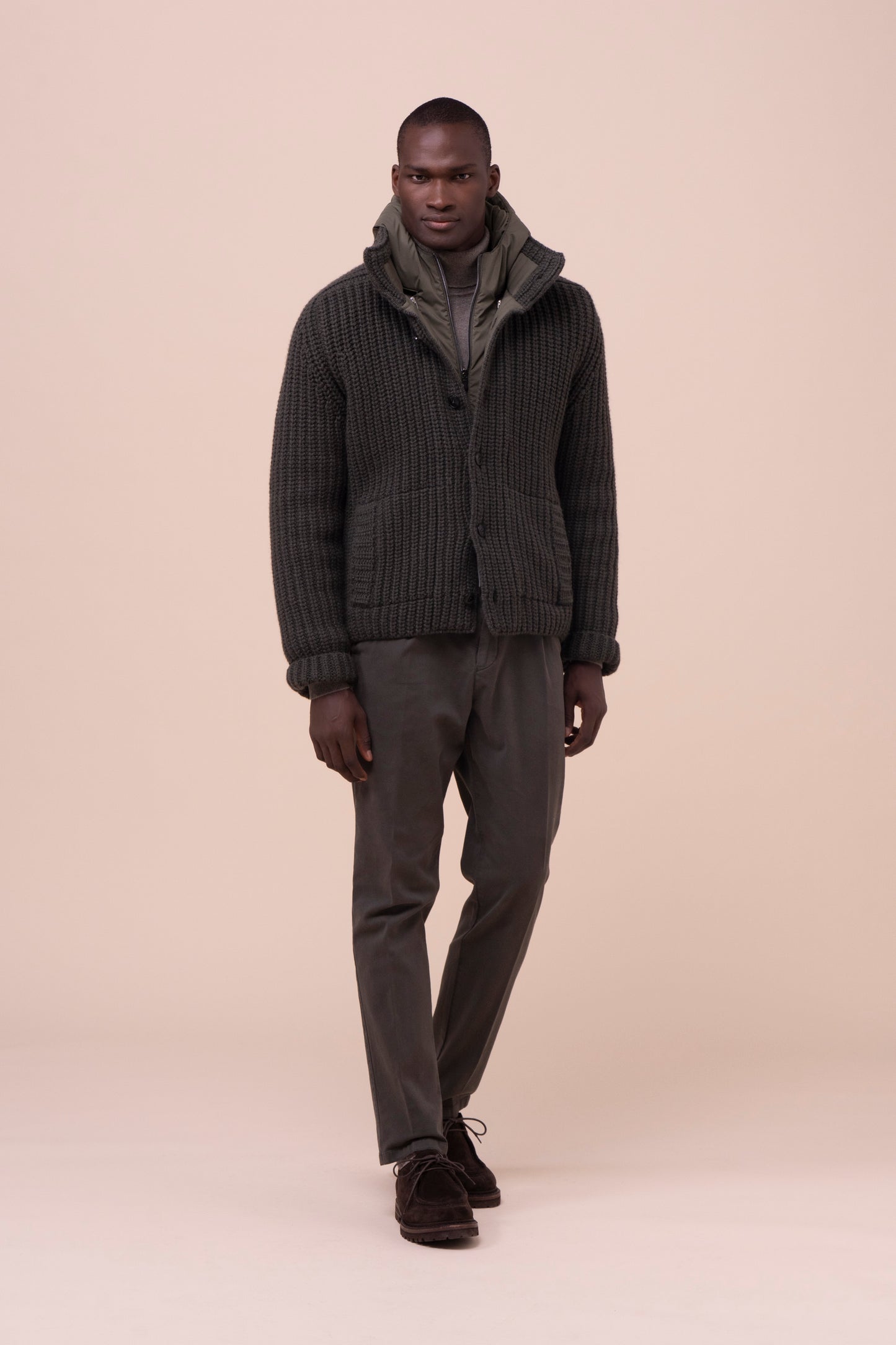 Davos bomber in cashmere  - DARKOLIVEGREEN
