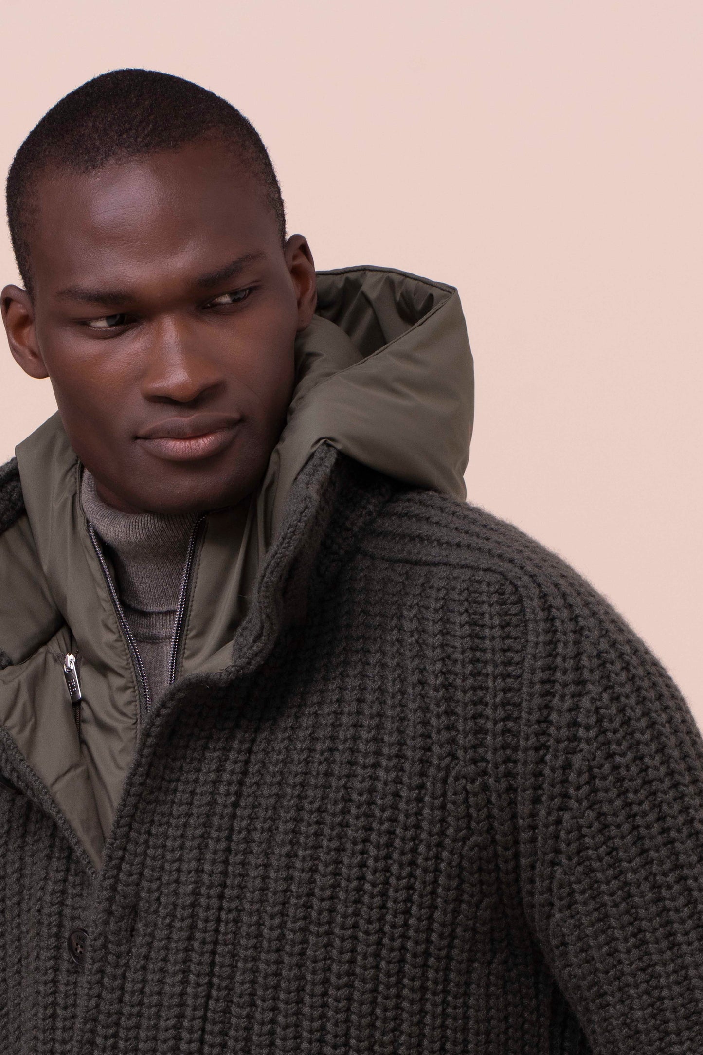 Davos bomber in cashmere  - DARKOLIVEGREEN