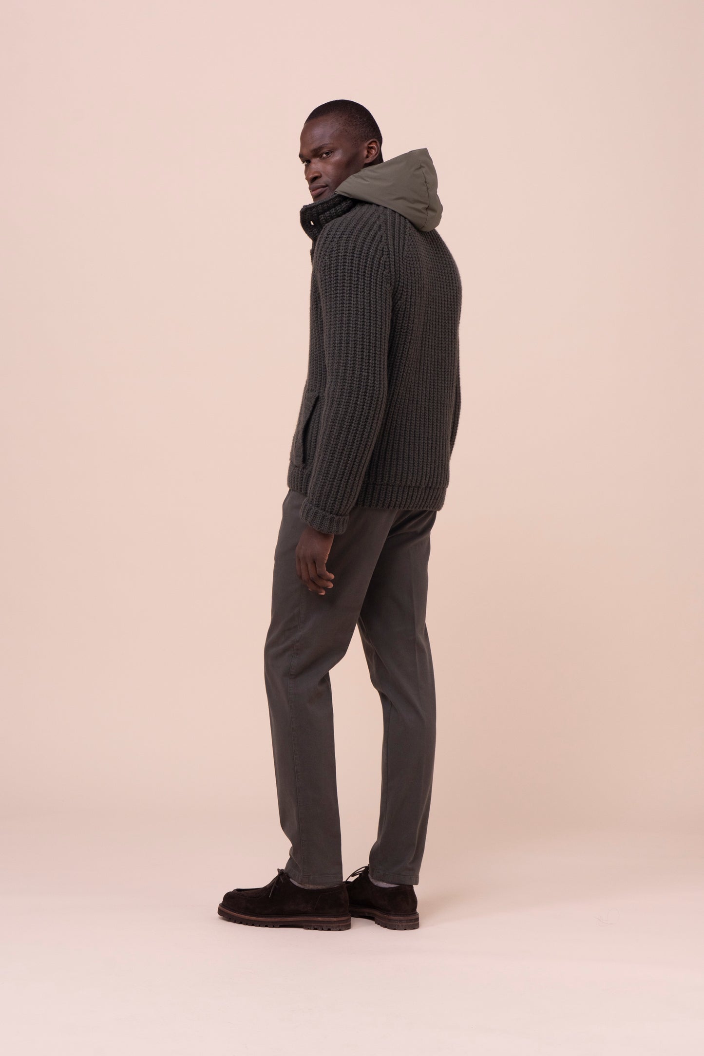 Davos bomber in cashmere  - DARKOLIVEGREEN