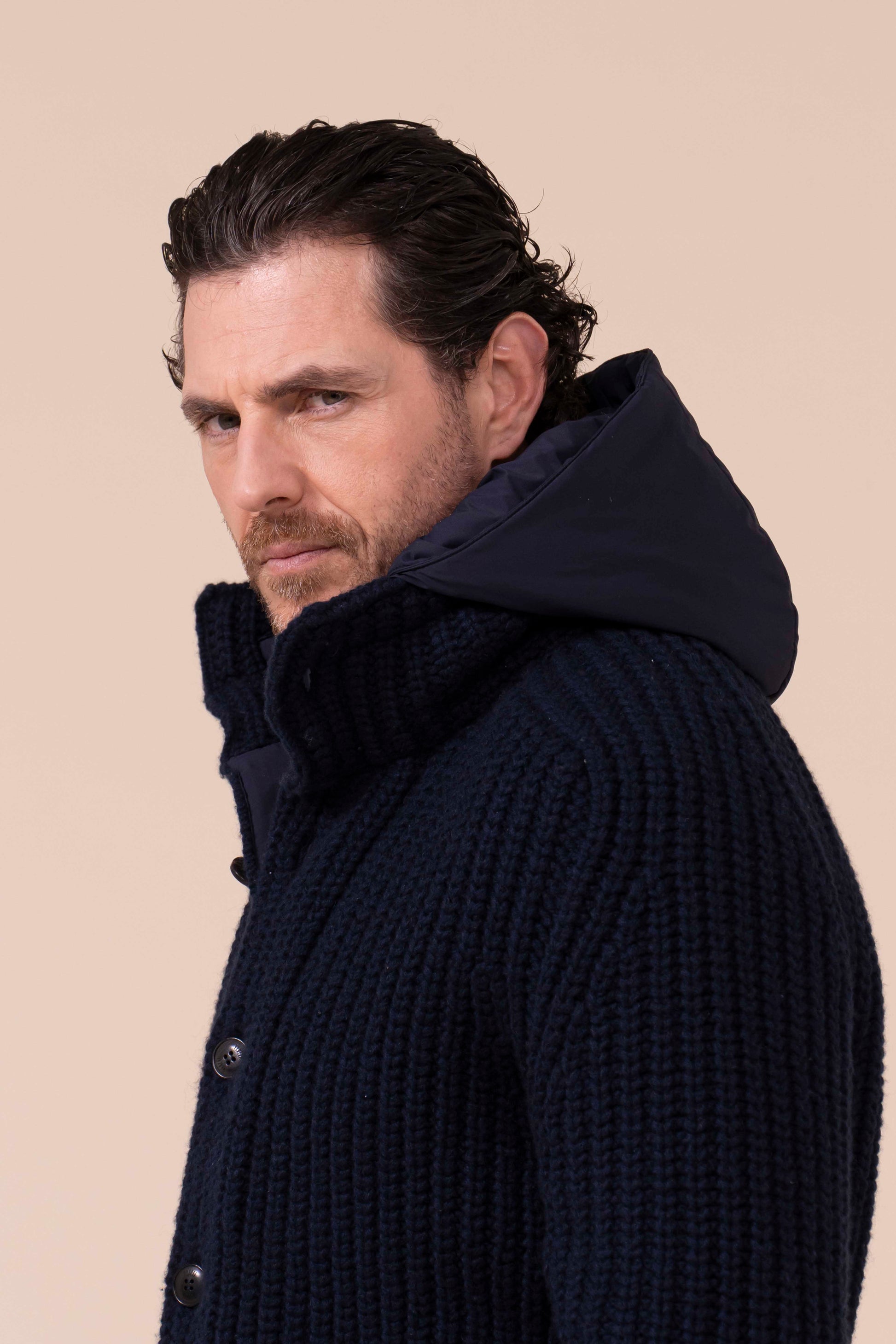 Davos bomber in cashmere  - MIDNIGHTBLUE