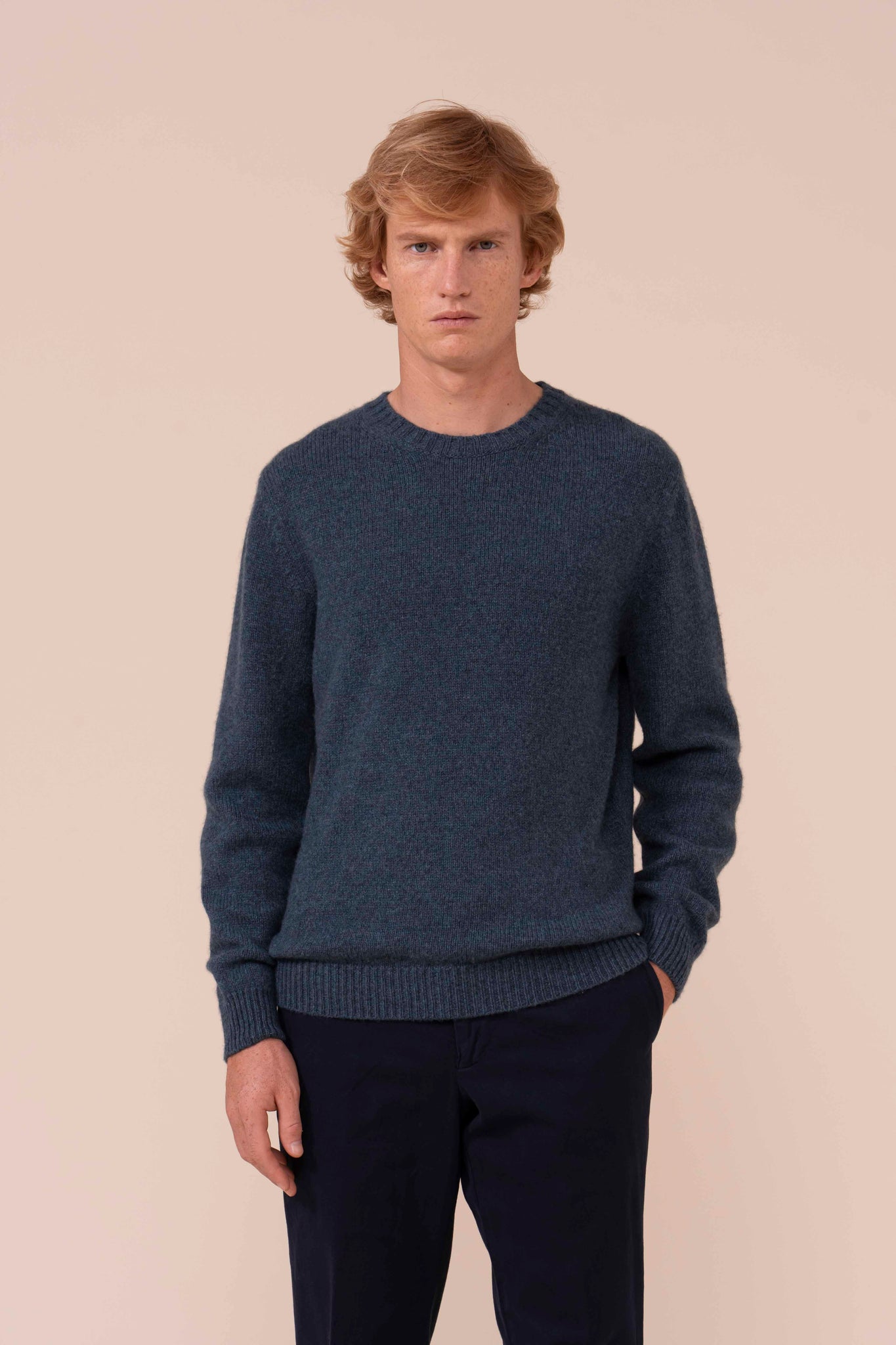Argentina Twist Cashmere Crewneck - PETROLEUM