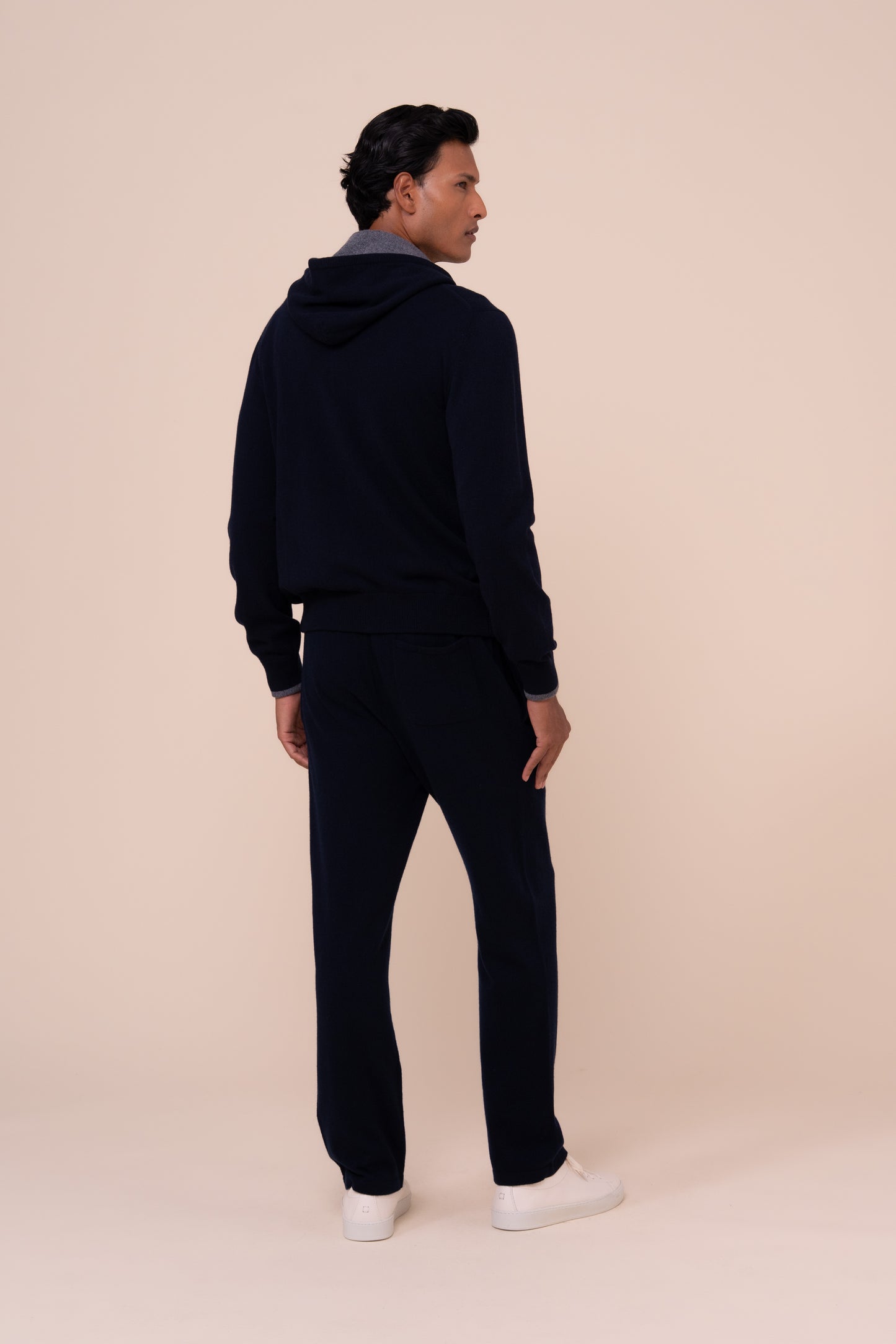 Davis felpa con cappuccio e zip in maglia di cashmere - MIDNIGHTBLUE