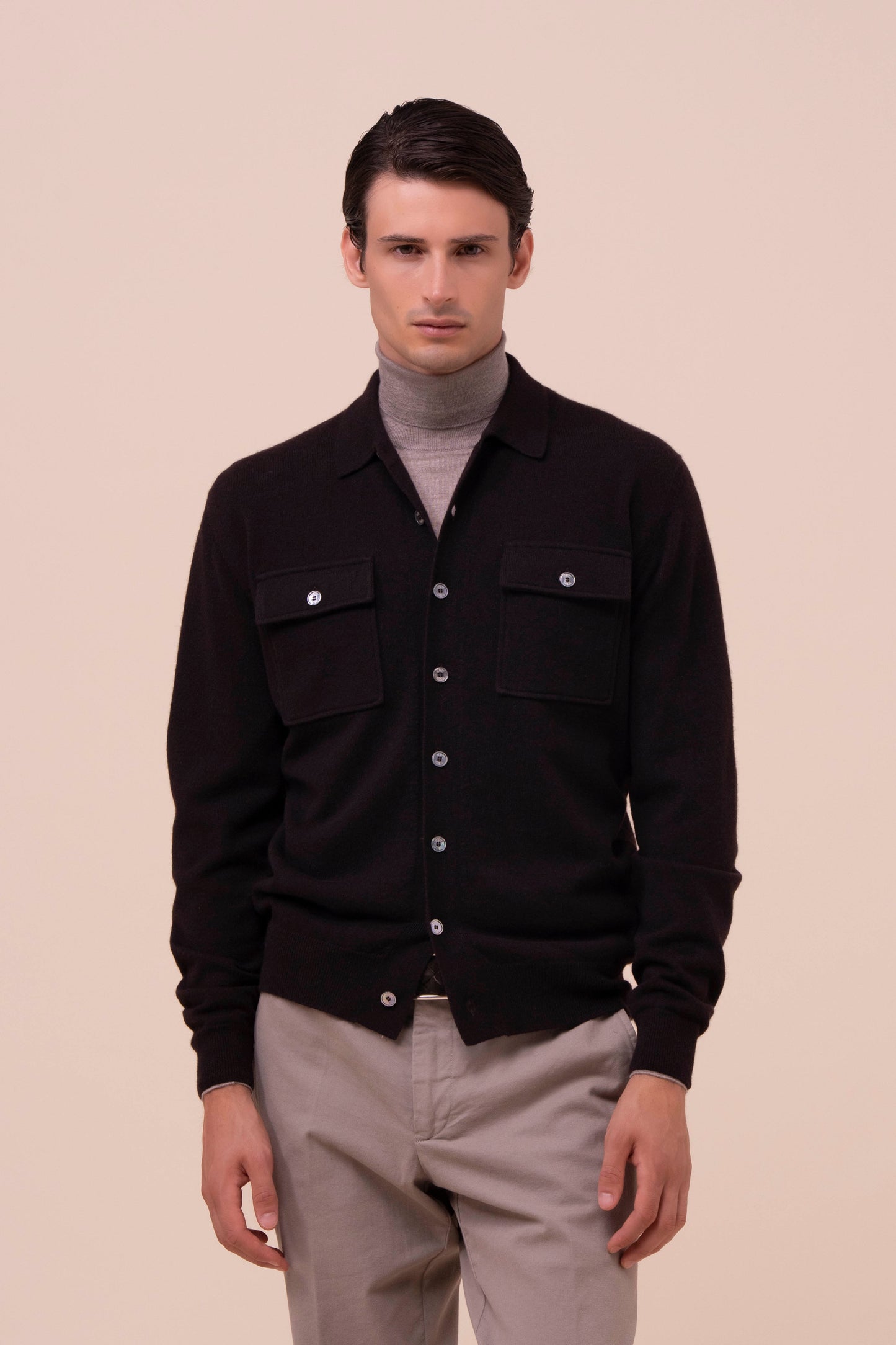 Logan Cashmere Shirt - DARKCHOCOLATE