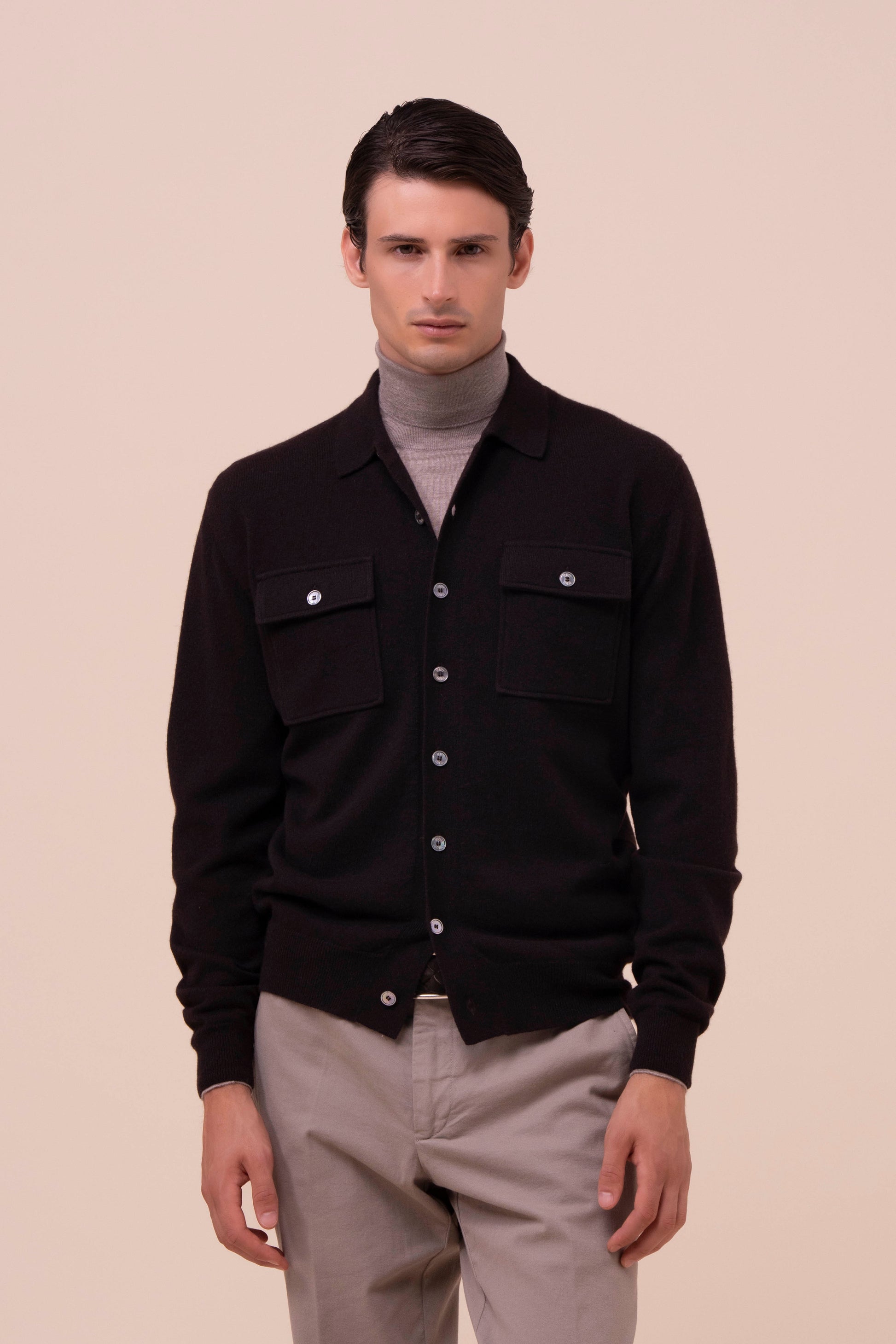 Logan Cashmere Shirt - DARKCHOCOLATE