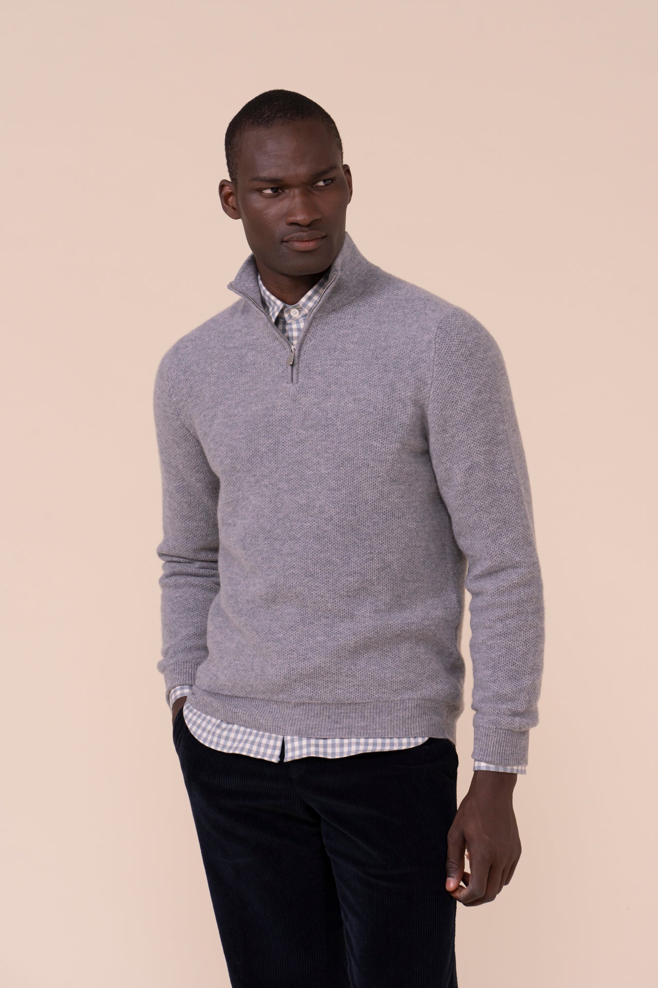 Ape Cashmere Half-zipped Sweater - GRAY