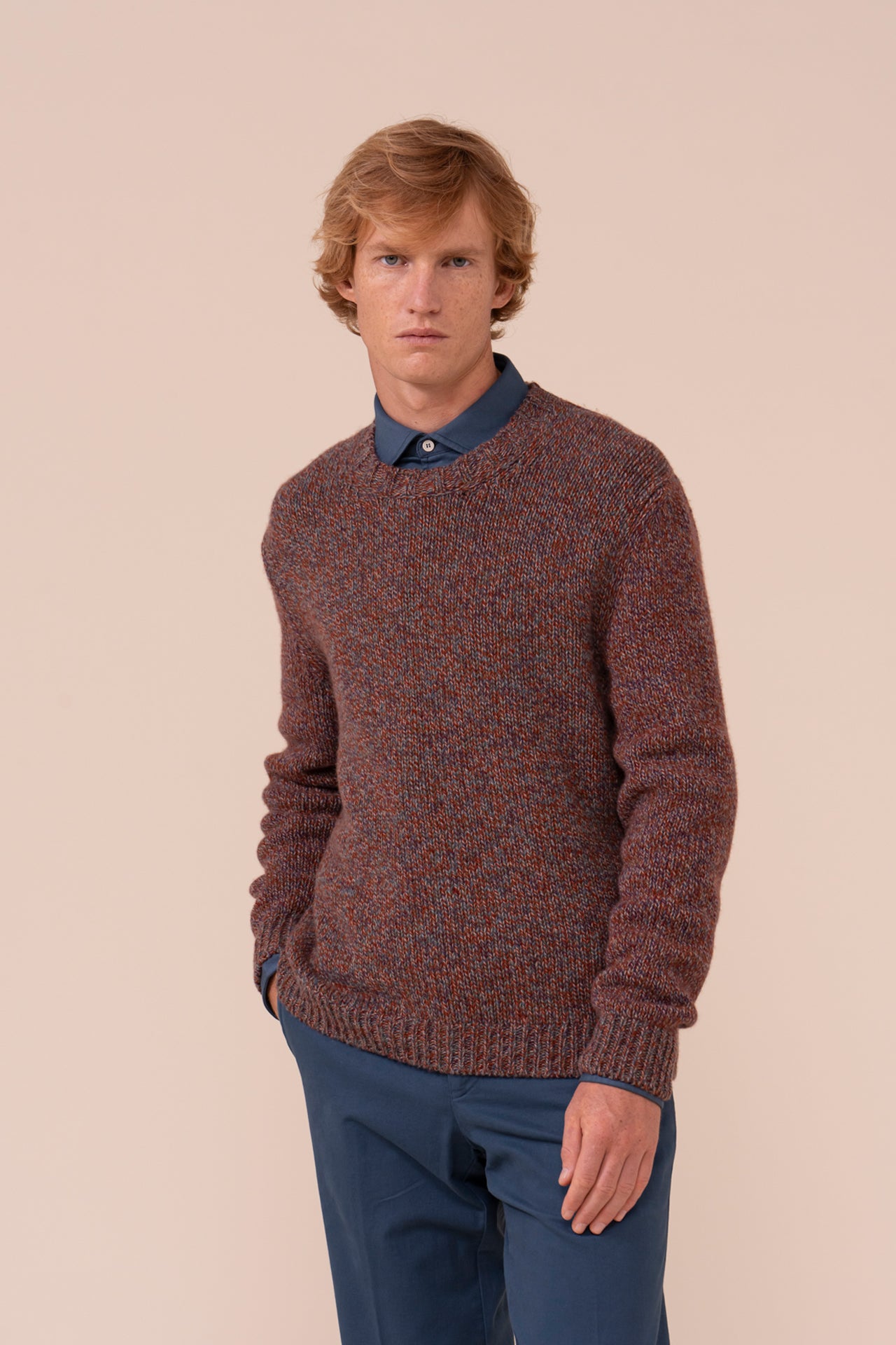 Argentina Cashmere Seven Colors Crewneck - MERLOT
