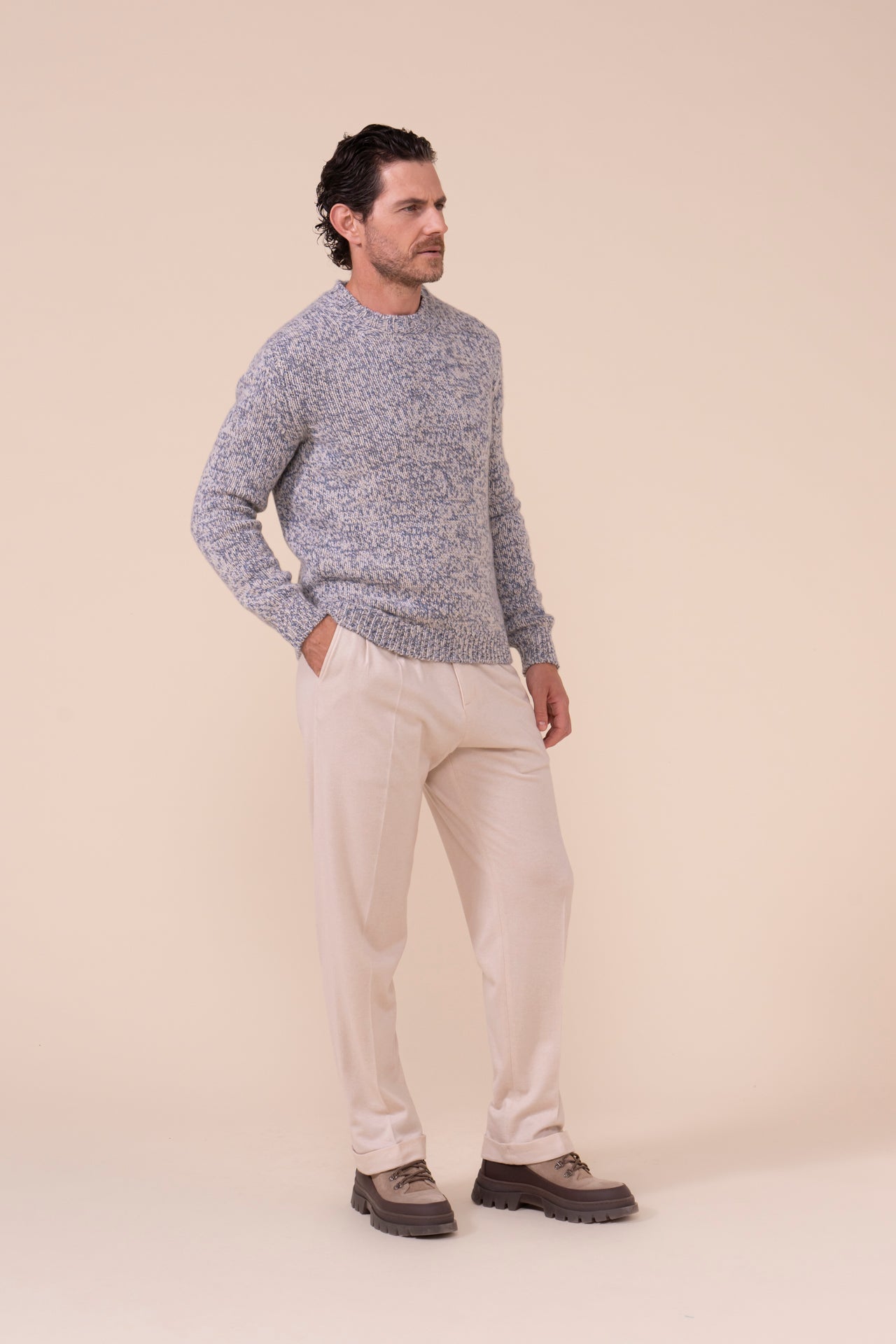 Argentina Cashmere Seven Colors Crewneck - ICE