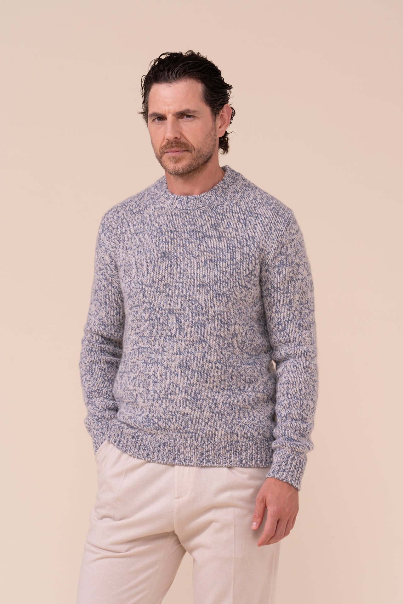 Argentina Cashmere Seven Colors Crewneck - ICE