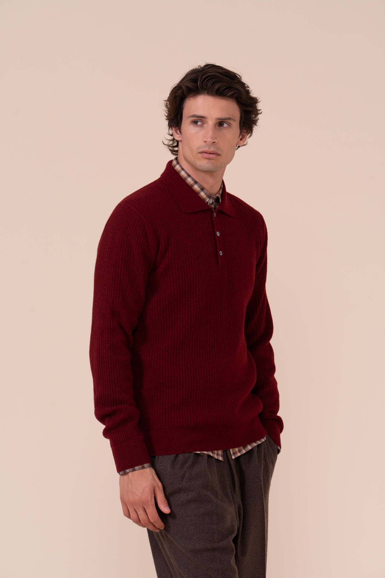 Spider Cashmere Polo Sweater - MERLOT