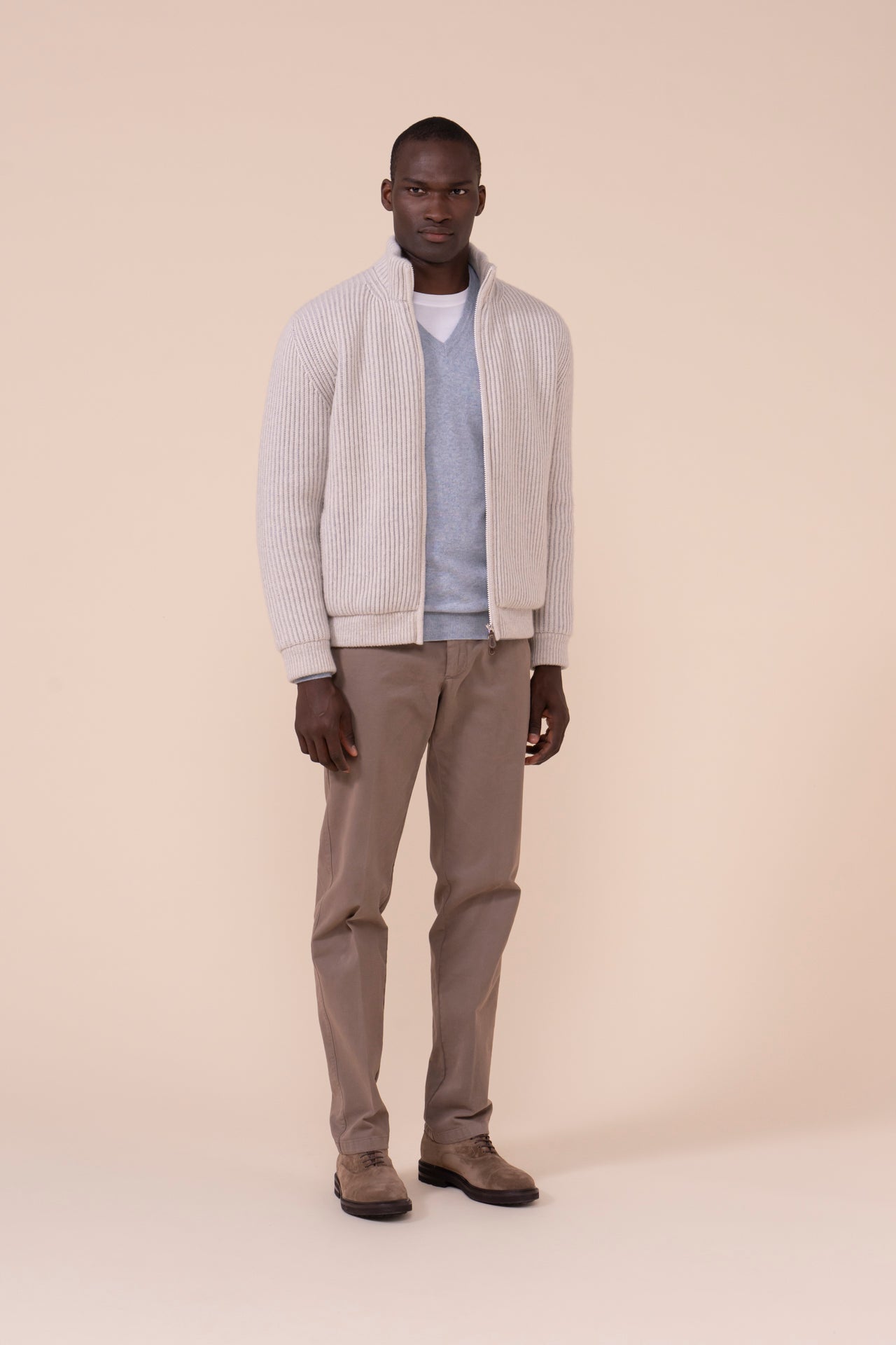 Andrea Cashmere Vanisé Zipped Bomber - LIGHTGRAY